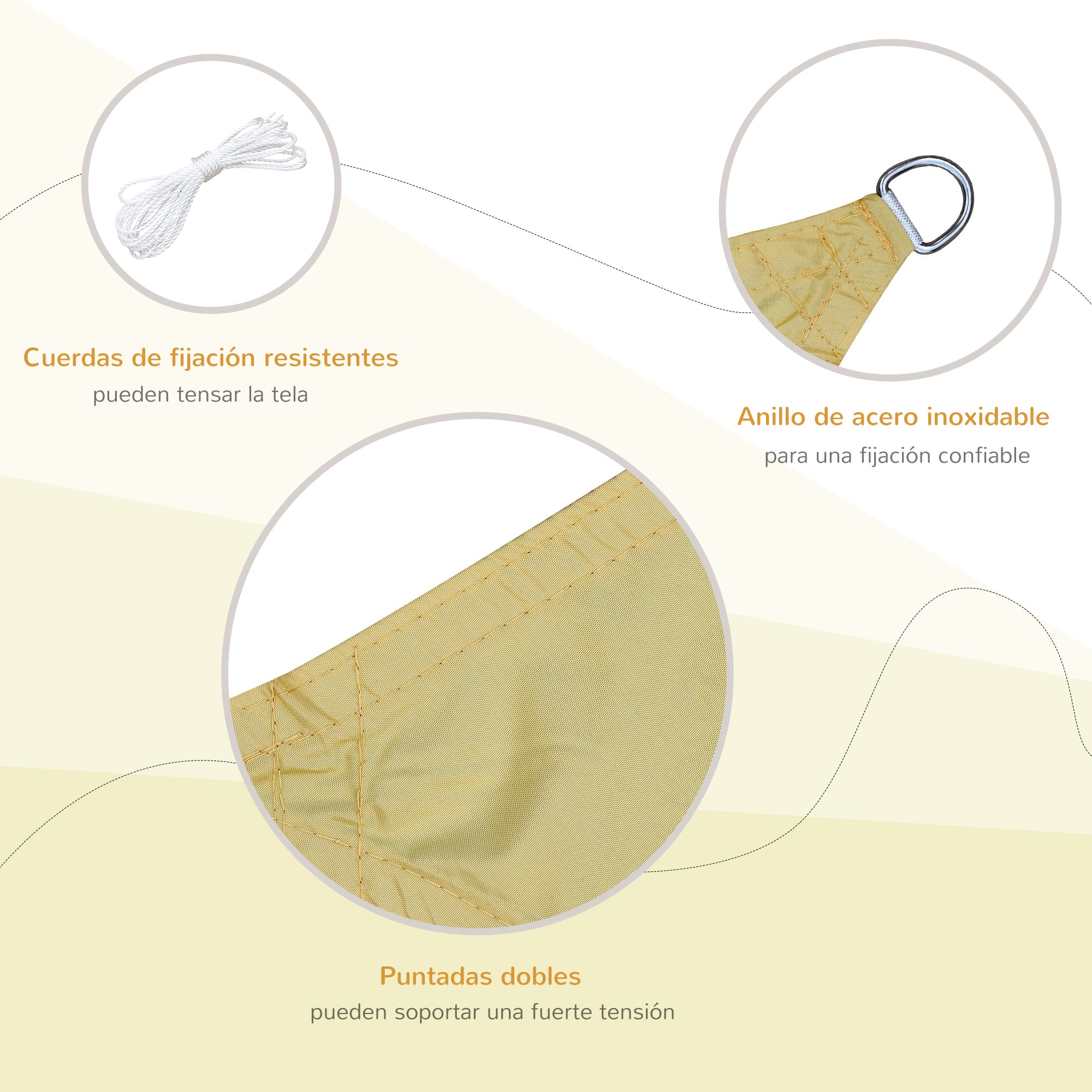 Rectangle Sail Shade 3x4m Sun Shade Sail for Terrace Garden Camping Water Resistant UV Protection Polyester Sand Color