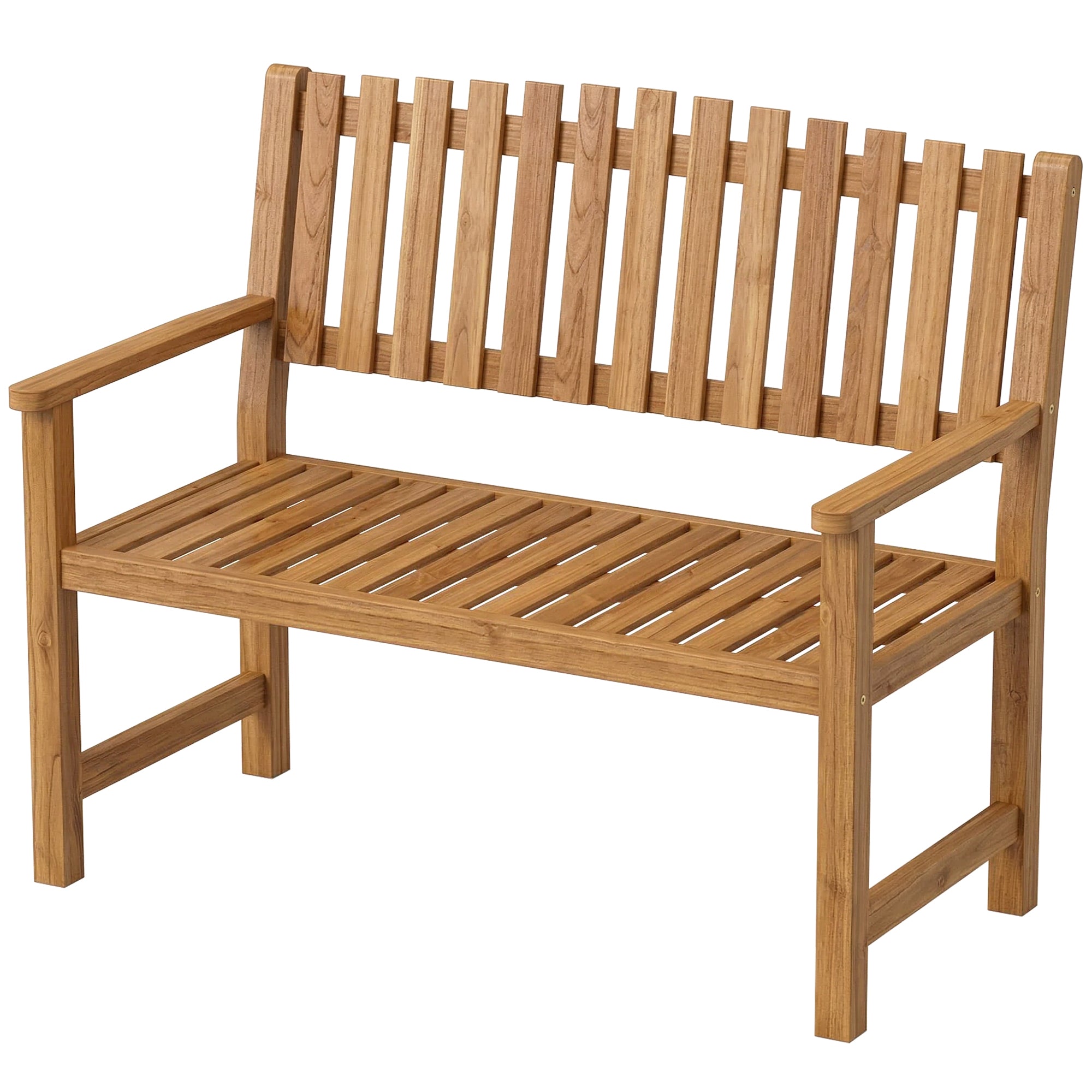 2-Seater Garden Bench | FSC Acacia Wood Slatted Seat with Armrests | Supports up to 320 kg (≈705 lb) | 112 x 64 x 92 cm (44.1 x 25.2 x 36.2 in) | Natural