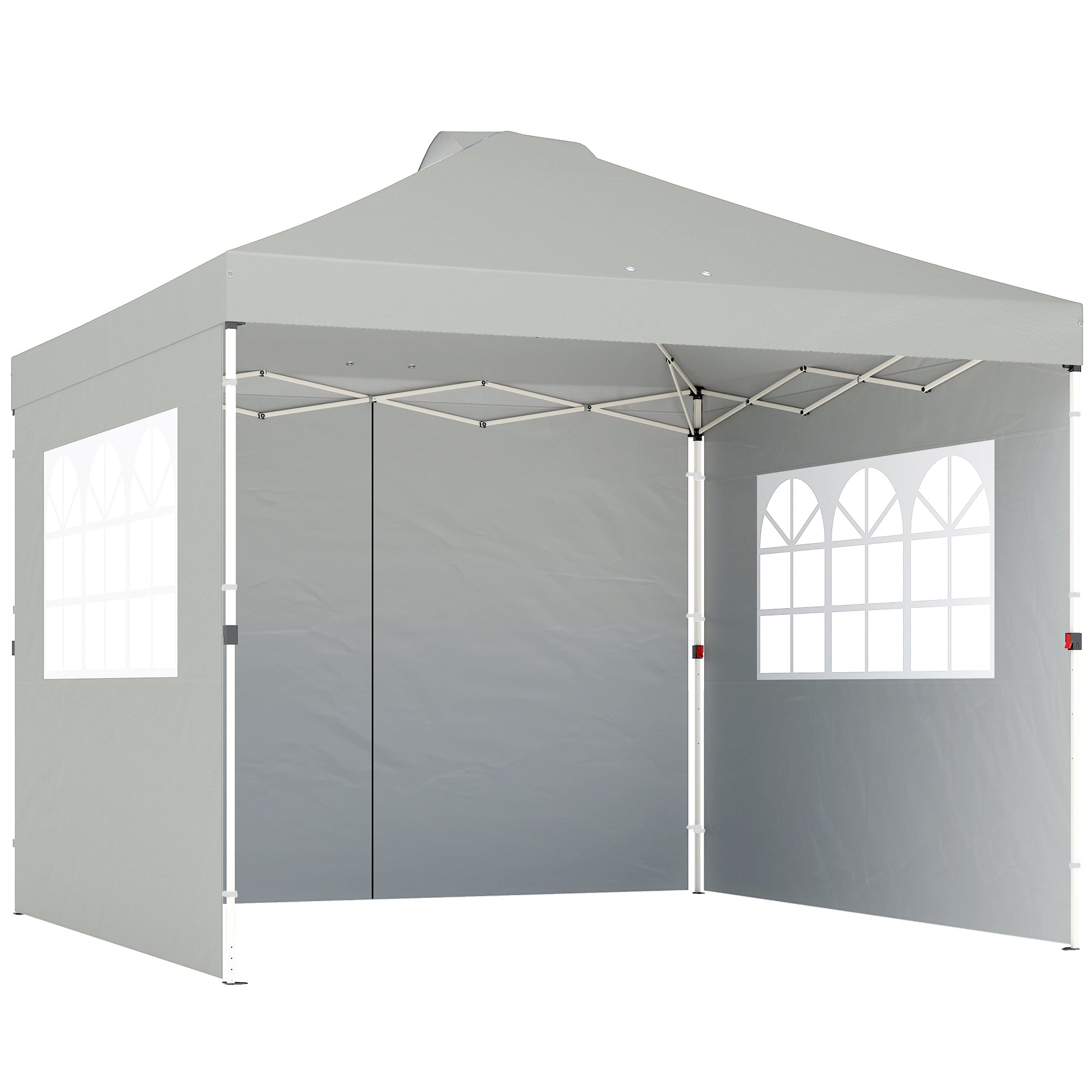 10'x10' Waterproof Height-Adjustable Pop-Up Canopy — 3 Sidewalls, Windows & Vents, UV50+, Folding Party Tent with Rolling Carry Bag, Light Gray