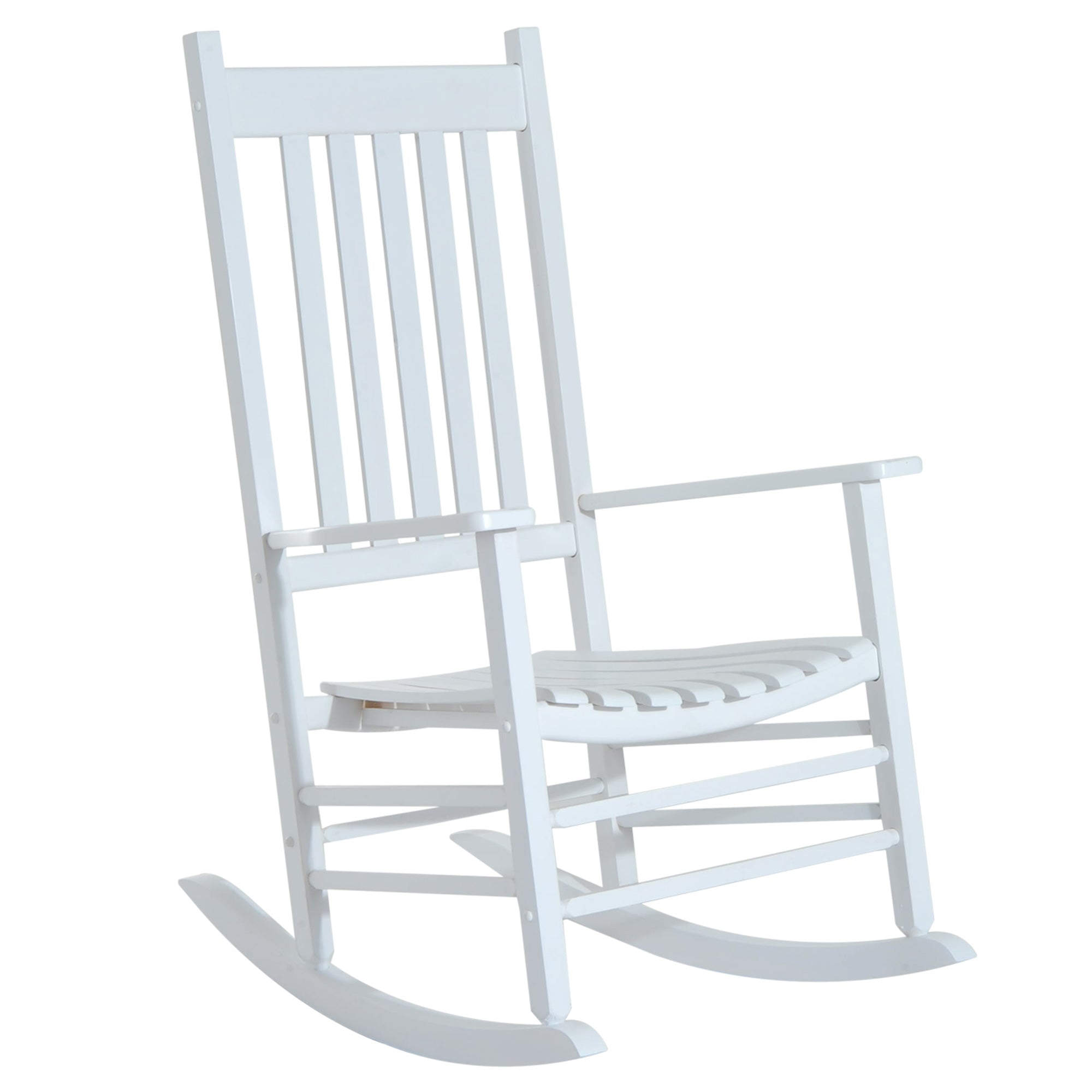 Wooden Rocking Chair with Armrest Swing Chair Relax Chair Garden Chair White 69 x 86 x 115 cm