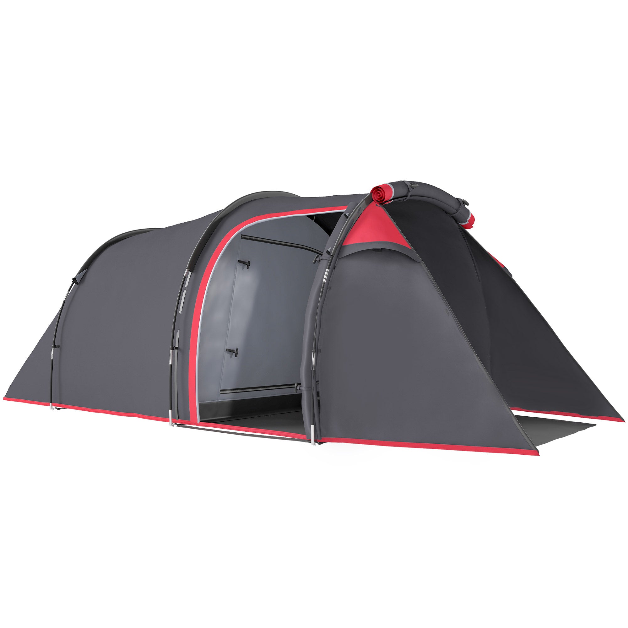 Camping Tent for 2-3 People Sturdy Waterproof Family Tent with Two Sleeping Cabins Vestibule with Standing Height, Dome Tent with 2000mm Water Column Tunnel Tent for Camping Travel, Dark Gray