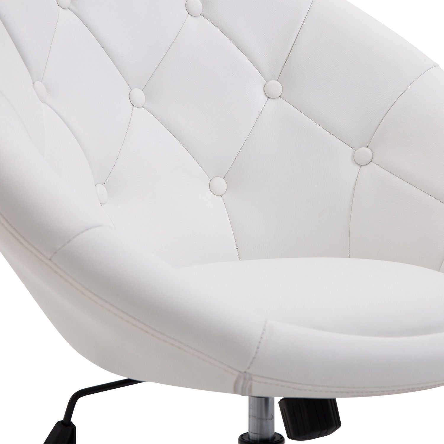 Work Stool Swivel Chair Office Chair chrome-plated adjustable in height, Faux Leather + Steel, Black/White, 71x59x78-90cm (White)