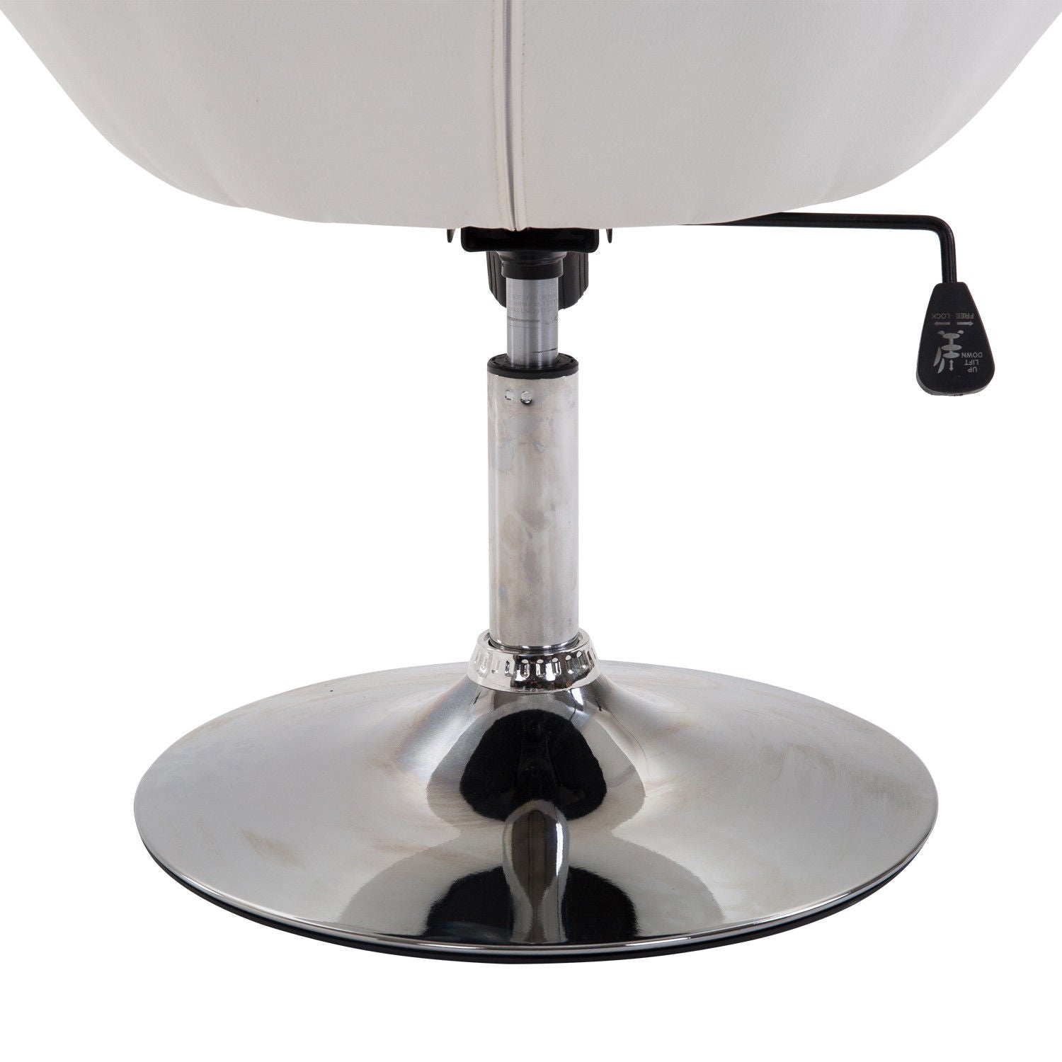 Work Stool Swivel Chair Office Chair chrome-plated adjustable in height, Faux Leather + Steel, Black/White, 71x59x78-90cm (White)