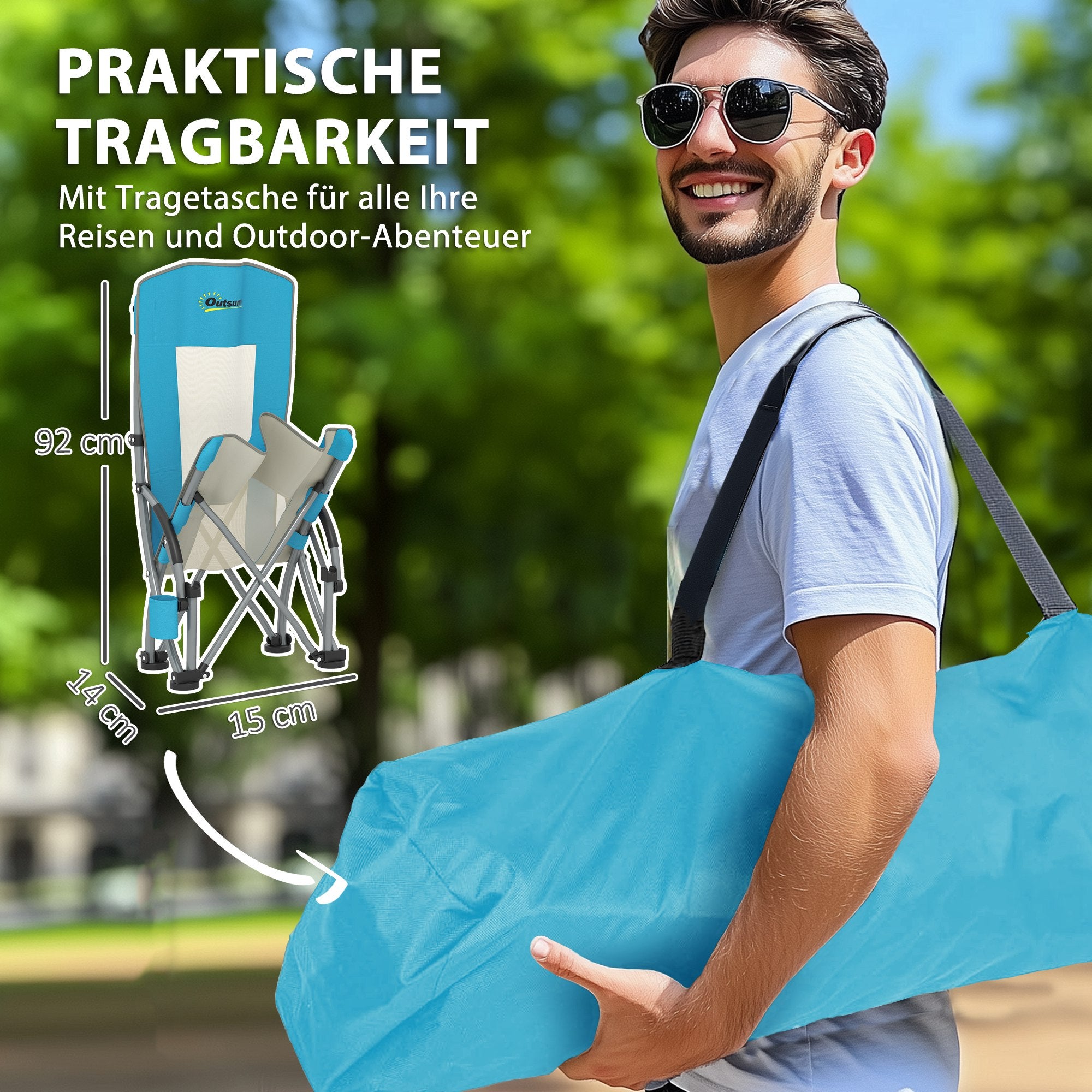 2 Piece Folding Camping Chairs with Drink Holder Mesh Backrest Carry Bag Foldable Chair Foldable Fishing Chair Outdoor Fishing Armchair up to 120 kg Garden Chair for Garden Beach