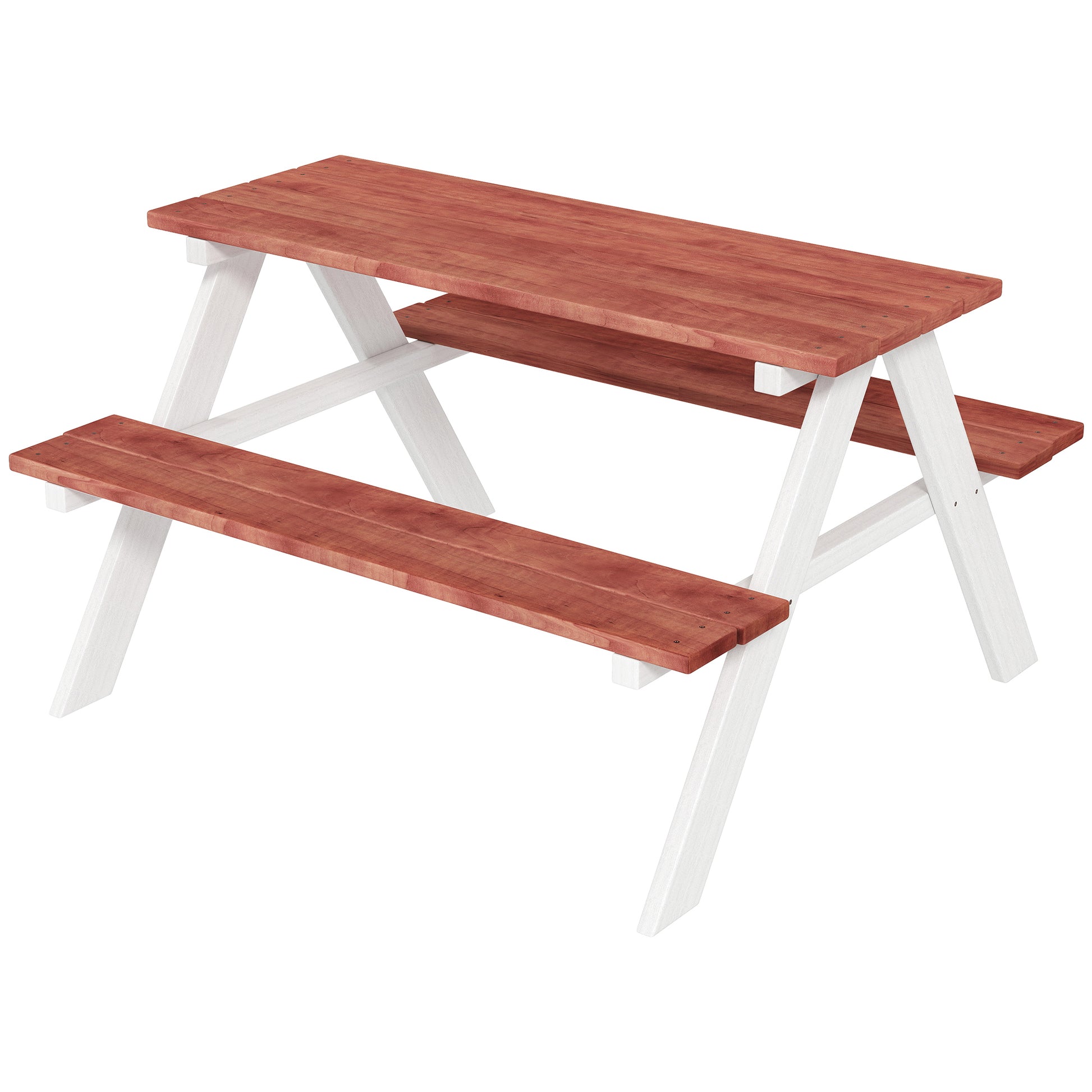 Children's Wooden Picnic Table Set with 2 Benches for Kids 3-8 Years Old for Garden Patio Terrace 89x79x50 cm Brown