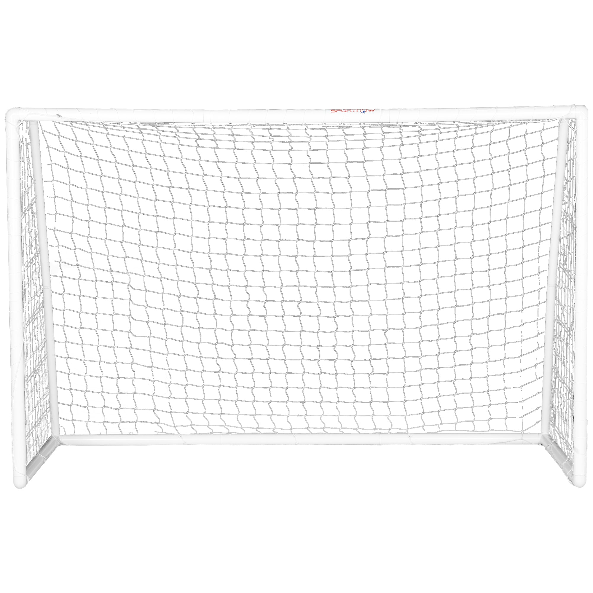 SPORTNOW Football Goal 2.4 x 1.8 m with Net, Portable Soccer Cage for Garden or Park, Training Goal, PVC Poles and Ground Stakes, Quick Setup, White
