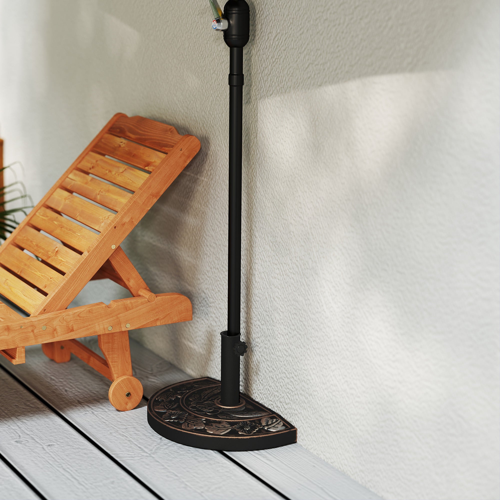 Stainless Steel Sun Umbrella Stand with Handles, Half-Round Umbrella Holder, Umbrella Weight for Sun Umbrella Ø3.8-Ø4.8 cm, for Balcony, Terrace, Garden, Bronze