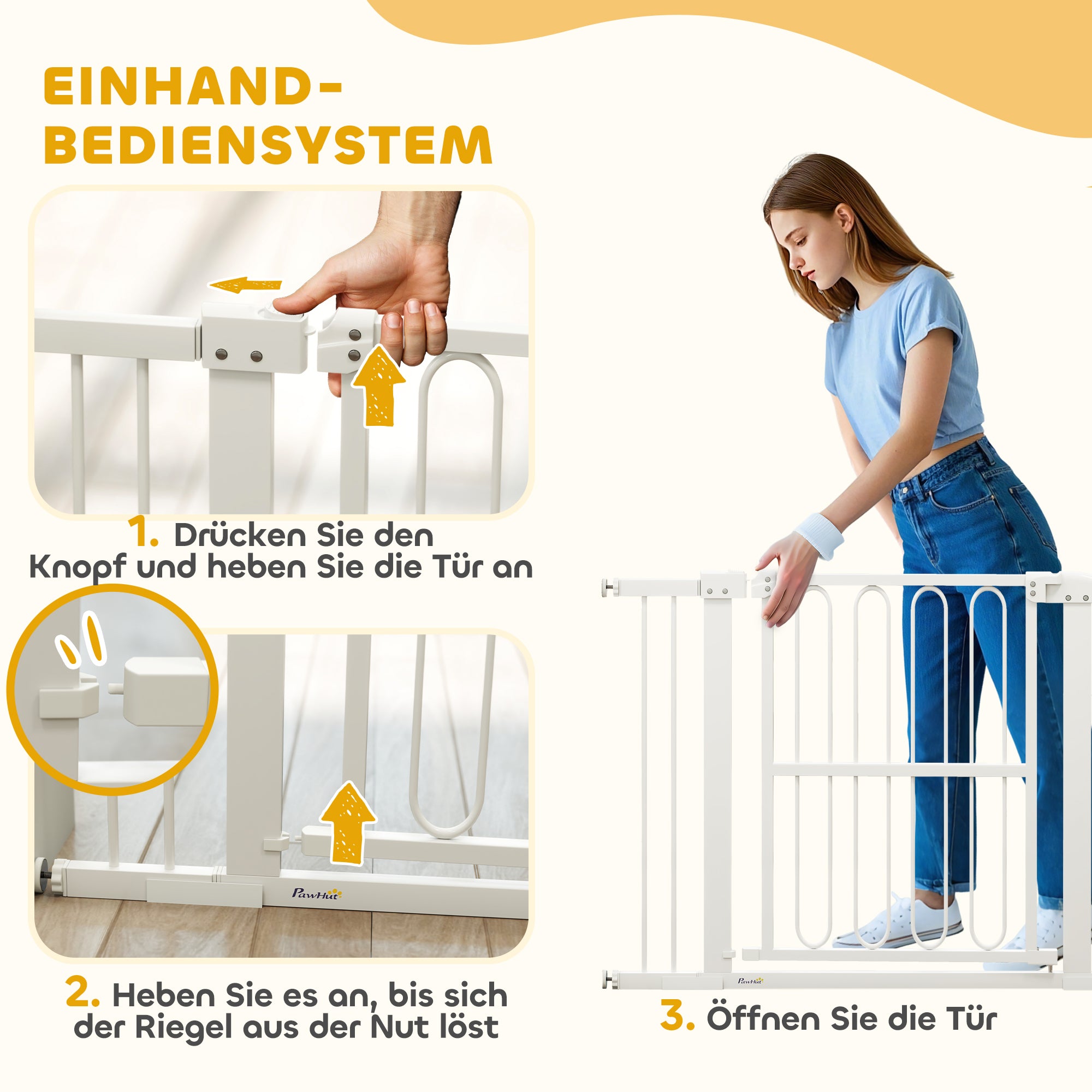 Stair Guard Door Guard Barrier without Drilling 76-104 cm Steel Guard for Dogs, Pets Stairs, Door, White