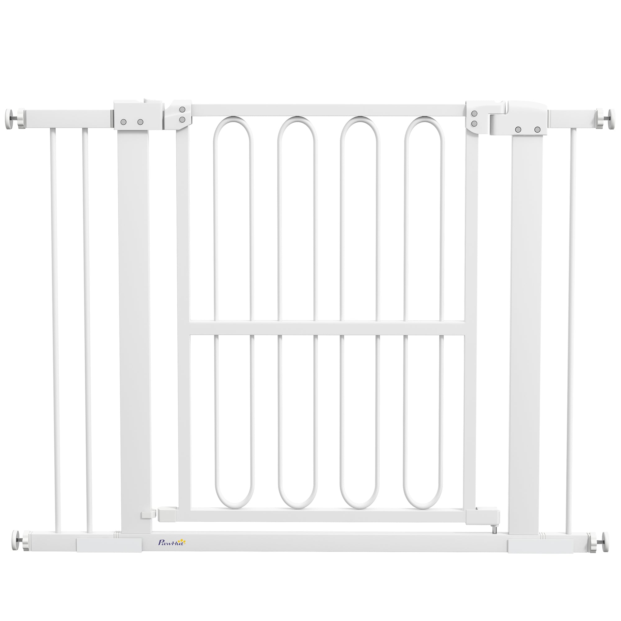 Stair Guard Door Guard Barrier without Drilling 76-104 cm Steel Guard for Dogs, Pets Stairs, Door, White