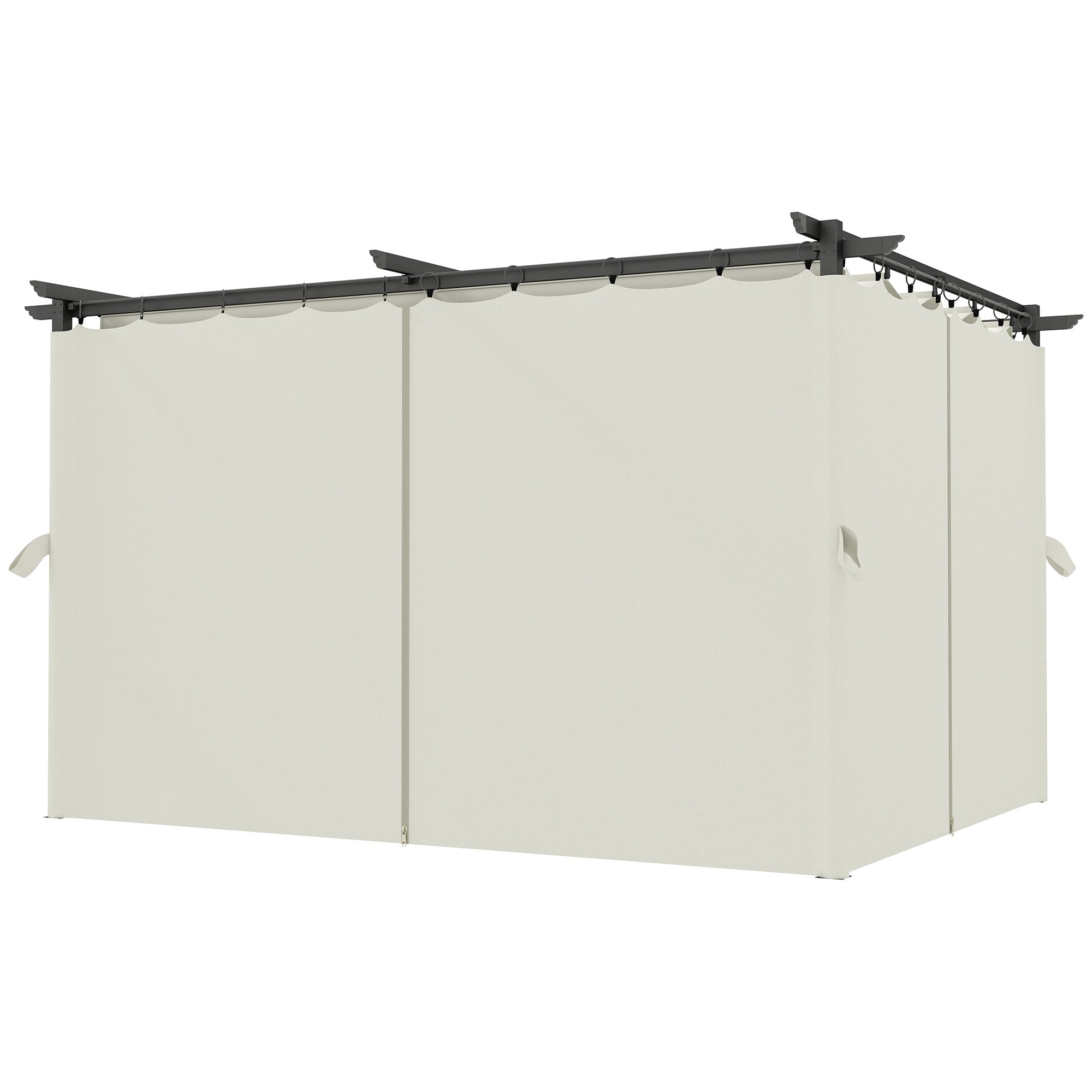 Pergola Garden Outdoor 3 x 4m Extendable Sliding Pavilion with Side Walls, Garden Gazebo, 180g/m² High-Density Polyester, Sun Protection UPF30+, for Patio, Cream