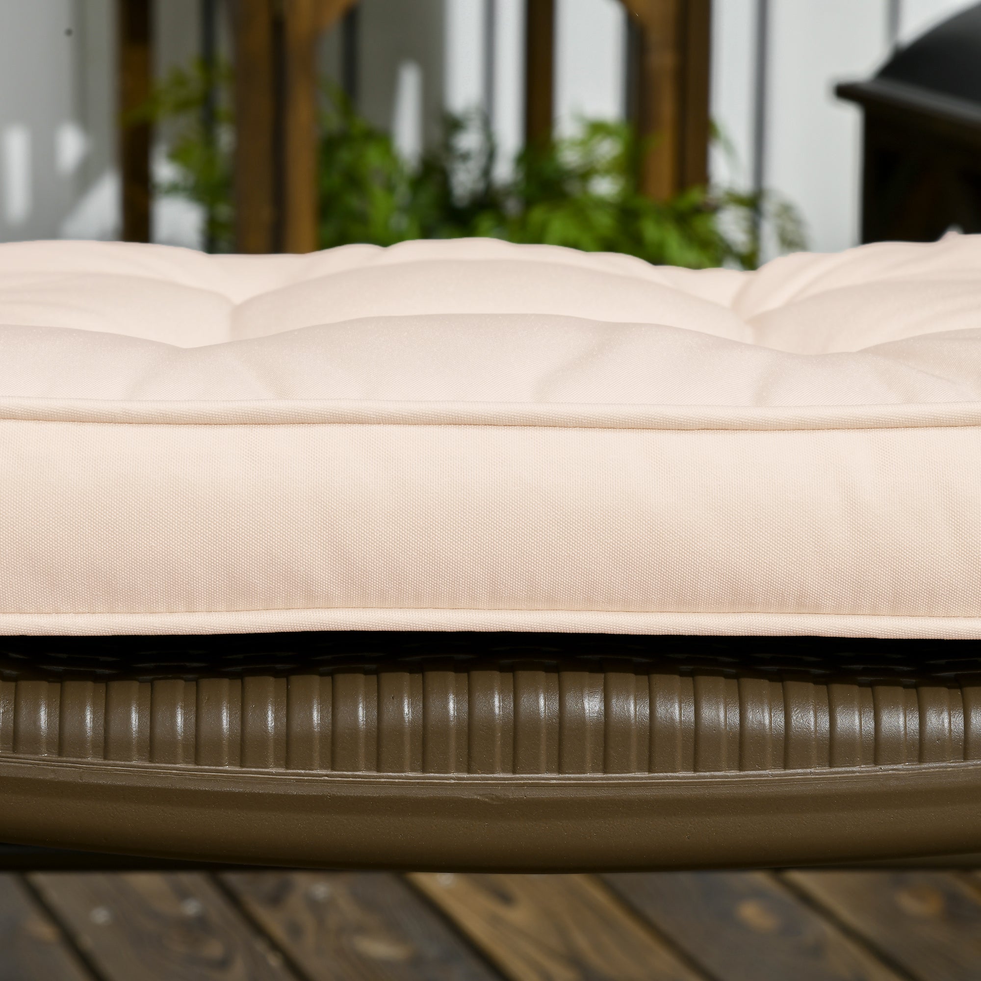 Dining Chair Cushion Set 42x42x5 cm Set of 4 Pieces Waterproof Garden Chair Cushions with 2 Fastening Ties Cream