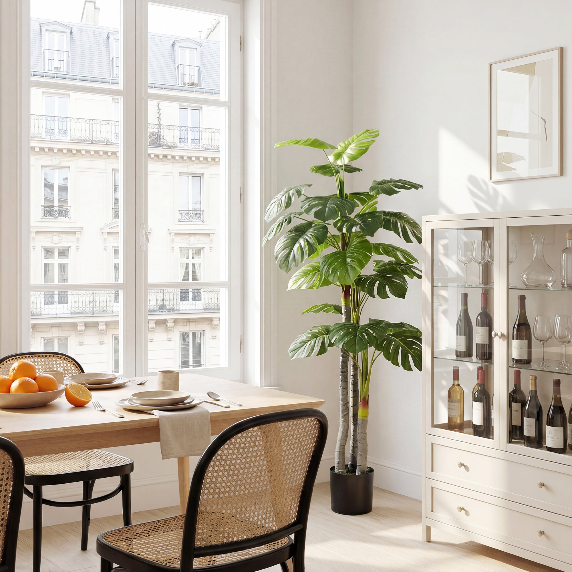 Artificial Monstera Tree, 1.5 m (4.9 ft) – Realistic Trunk & Branches, 20 Large Leaves, Pot Included