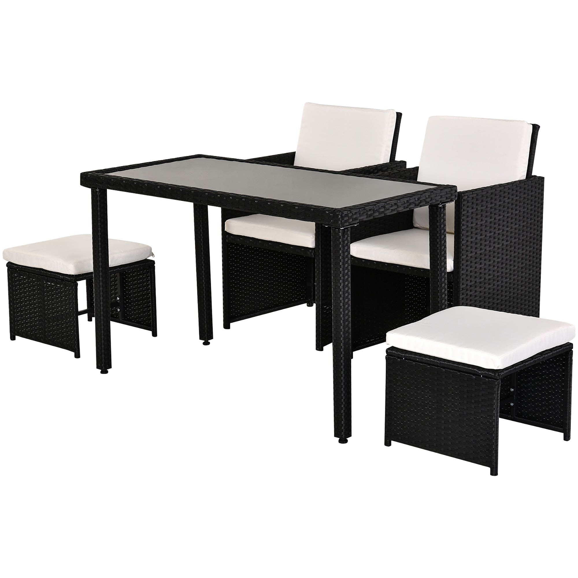 Poly Rattan Dining Set Garden Set Furniture 11 pcs with Cushions Black