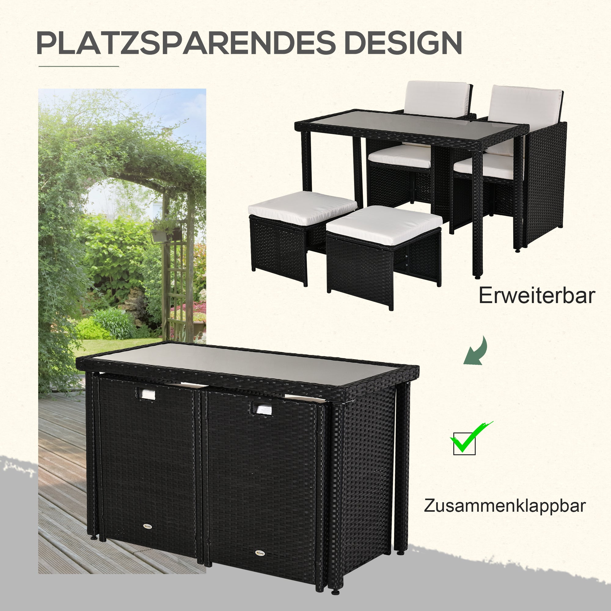 Poly Rattan Dining Set Garden Set Furniture 11 pcs with Cushions Black