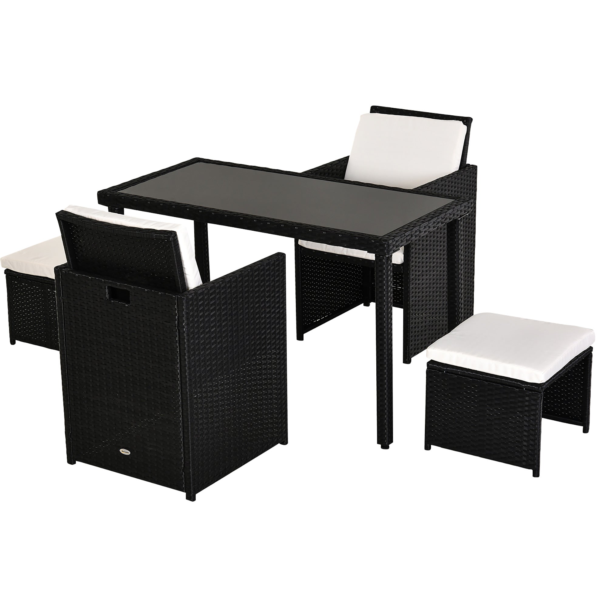 Poly Rattan Dining Set Garden Set Furniture 11 pcs with Cushions Black