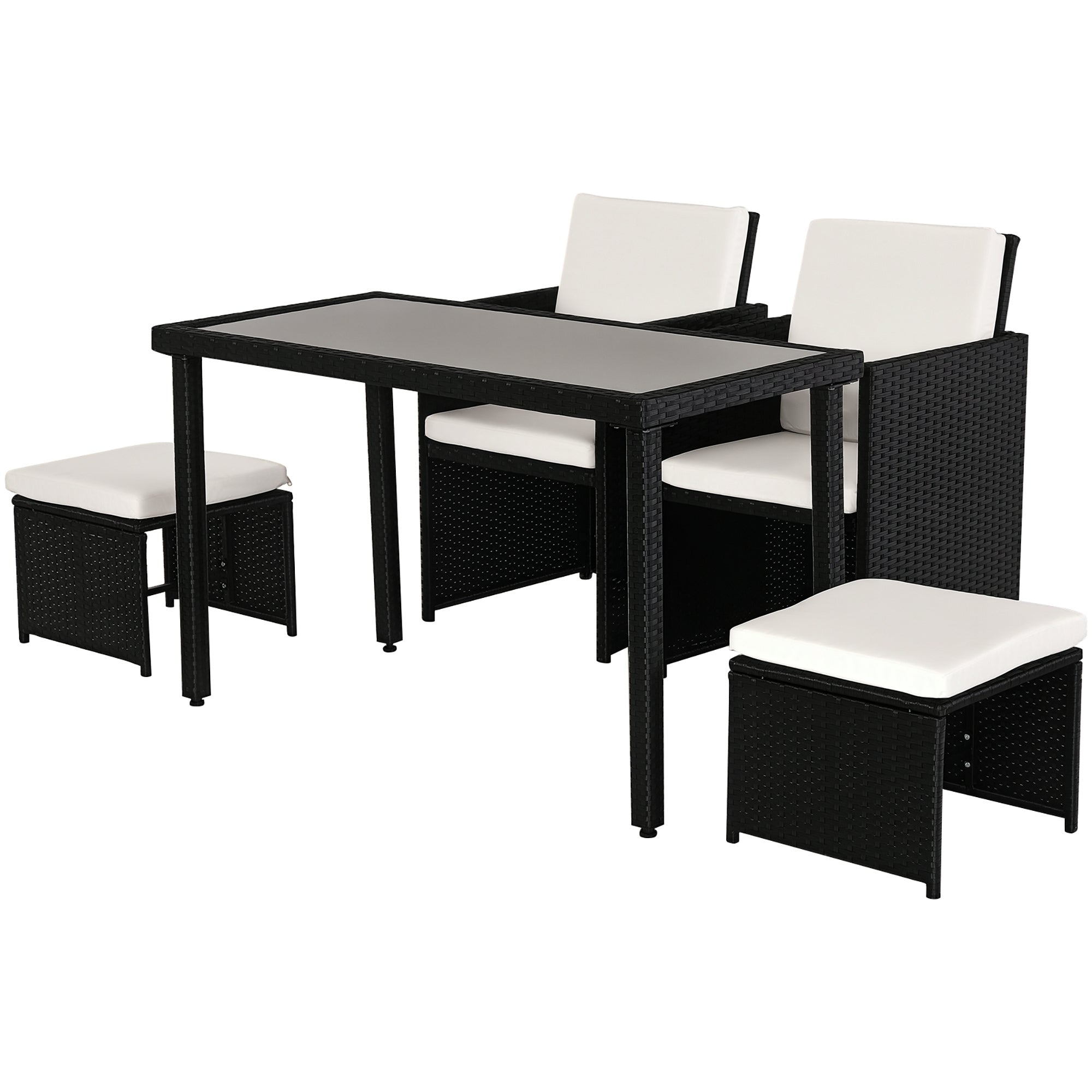 Poly Rattan Dining Set Garden Set Furniture 11 pcs with Cushions Black