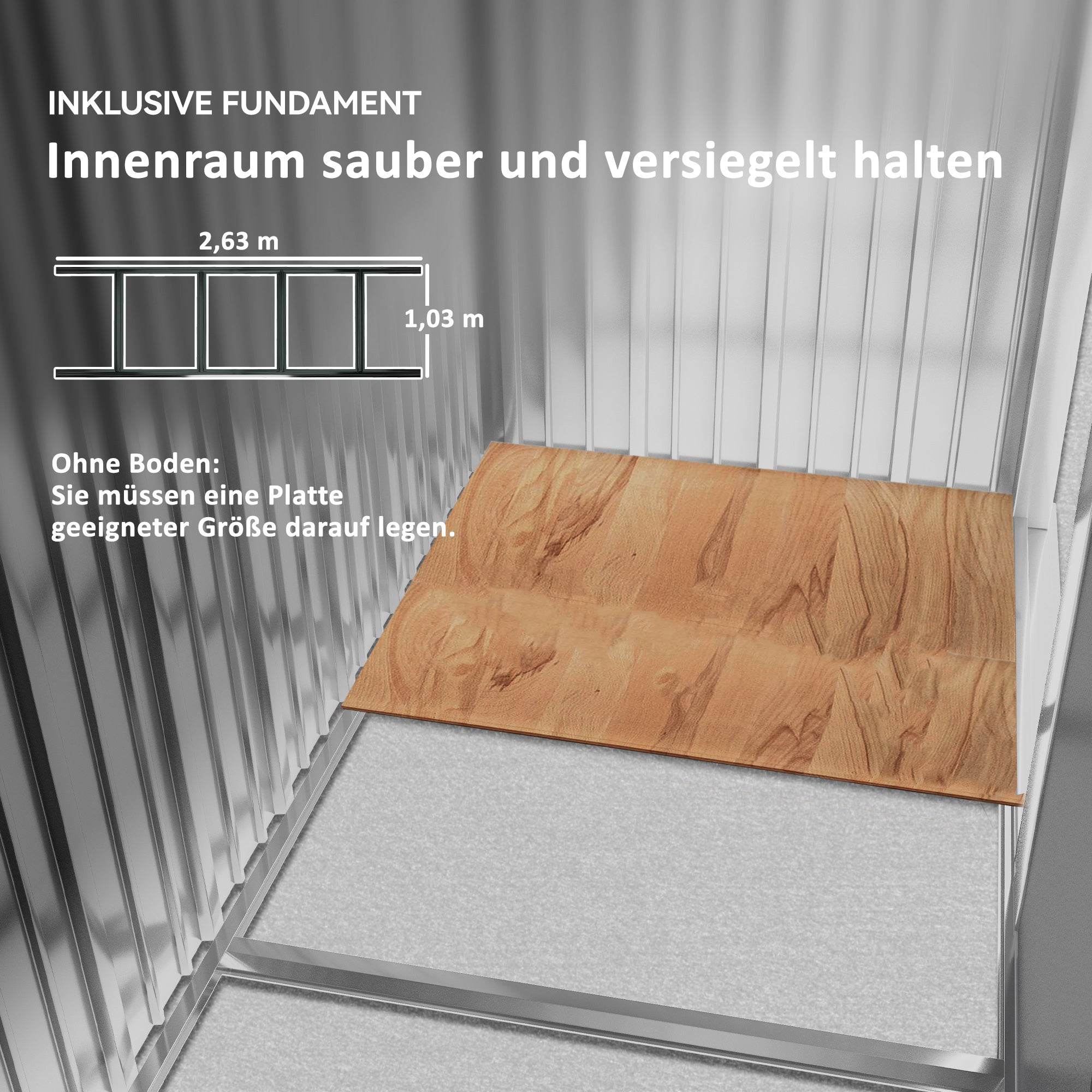 Tool Shed 4.9 m², Garden Shed with Pent Roof, Sliding Door, Foundation, 277 x 195 x 192 cm, Tool Shed Made of Galvanized Steel, Weatherproof, for Garden, Gray