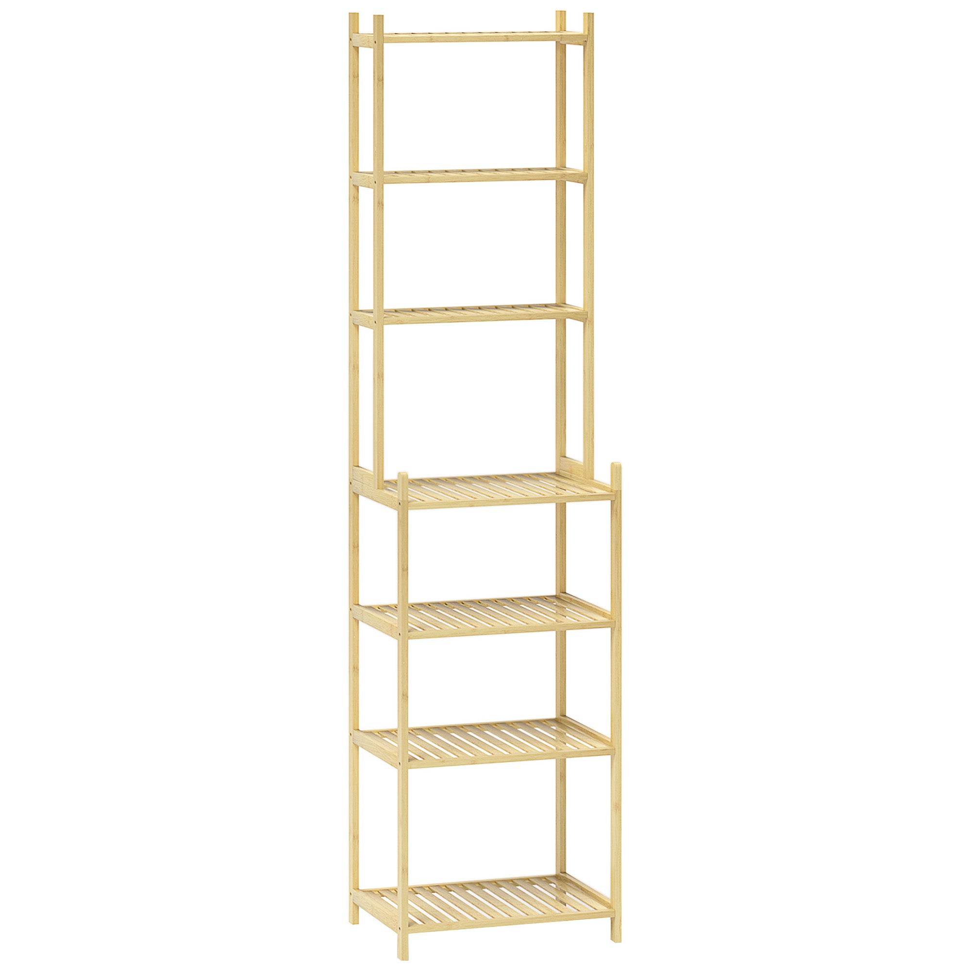 Bathroom Shelf, 7-Tier Standing Shelf Storage Rack made of Bamboo for Living room, Bathroom, Natural, 44 x 33 x 180 cm