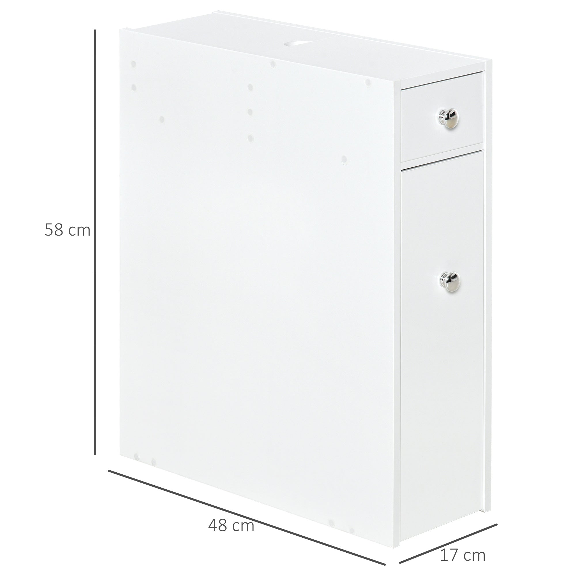 Bathroom Side Cabinet Bathroom Furniture with 2 Drawers and Upper Compartment with Lid for Sink Shower 17x48x58 cm White