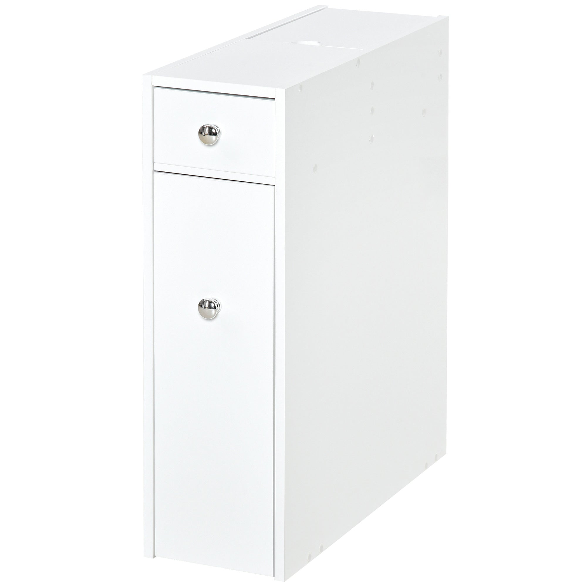 Bathroom Side Cabinet Bathroom Furniture with 2 Drawers and Upper Compartment with Lid for Sink Shower 17x48x58 cm White
