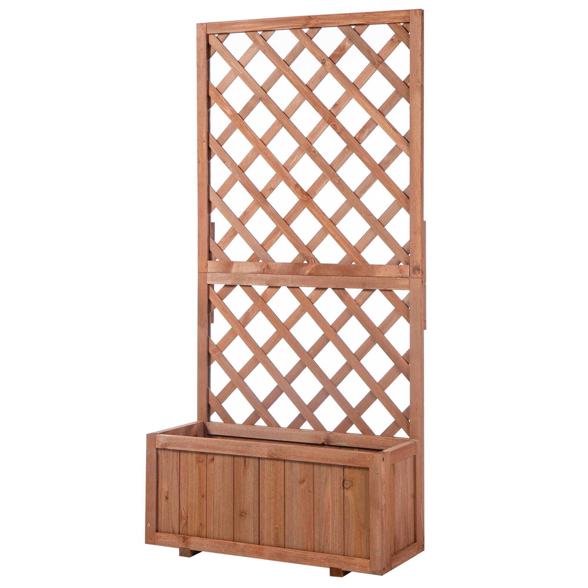 Raised Garden Bed Plant Box with Trellis, Planter Box Wood, 72.5x31.5x149.5cm for Garden Balcony Terrace, Planter for Climbing Plants, Flowers, Orange