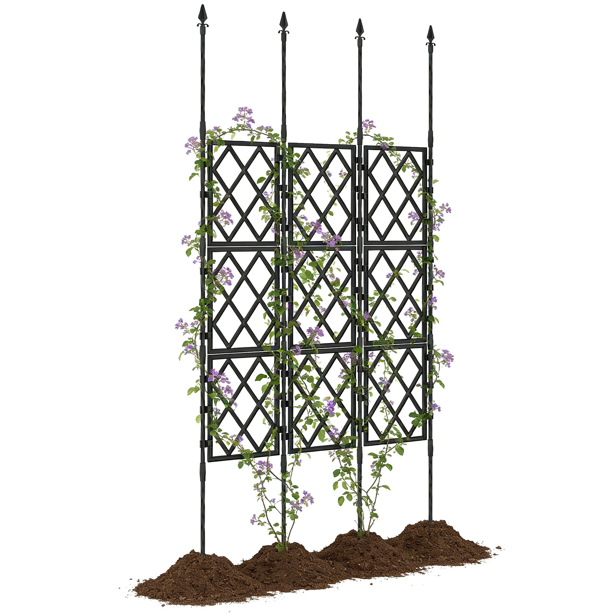 Folding Garden Trellis — DIY Climbing Plant Support, PE-Coated Steel Frame for Fruits, Vegetables & Flowers, 33.5 x 0.8 x 77.6 in, Black