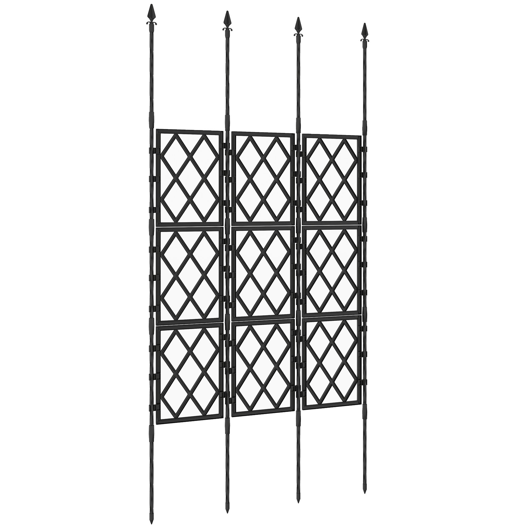 Folding Garden Trellis — DIY Climbing Plant Support, PE-Coated Steel Frame for Fruits, Vegetables & Flowers, 33.5 x 0.8 x 77.6 in, Black