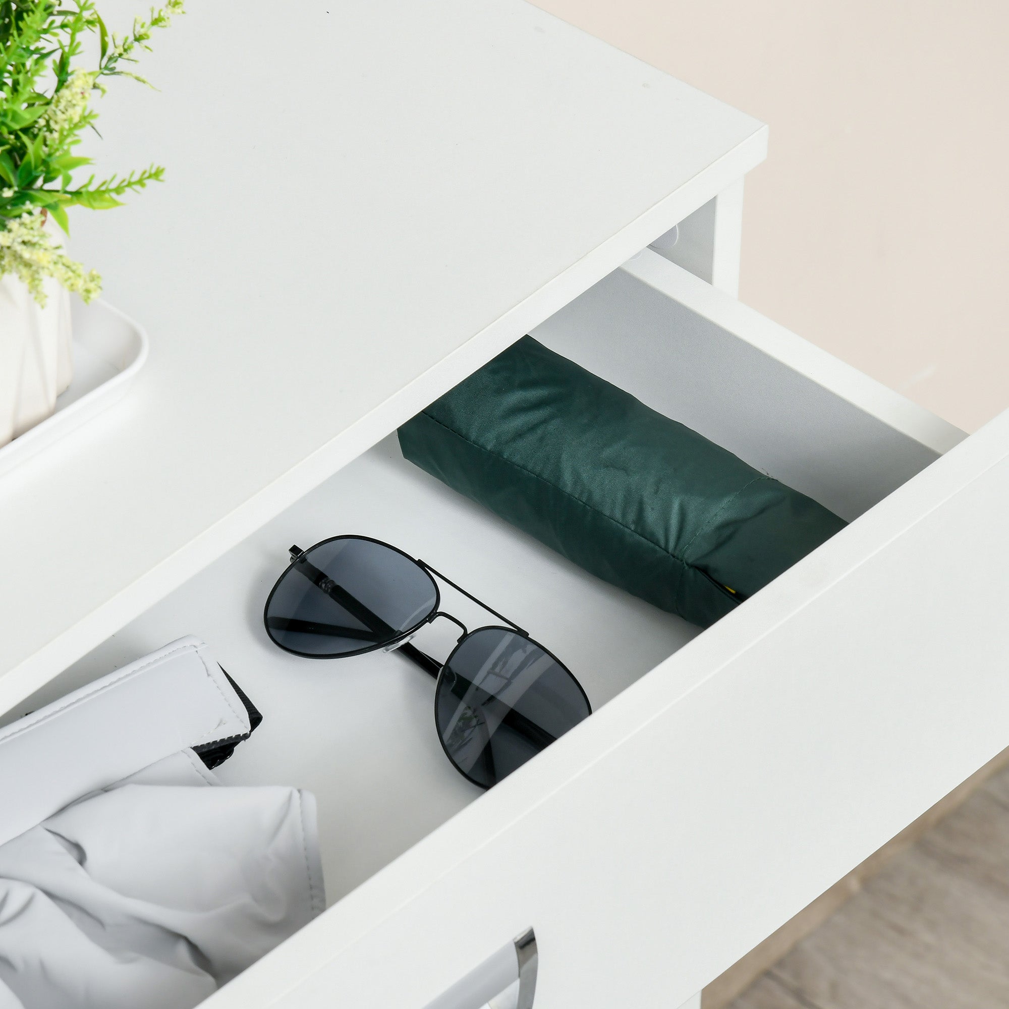 Shoe Cabinet with 2 Foldable Drawers Adjustable Shelf + 1 Drawer + 1 Counter for up to 16 Pairs 70cm x 29cm x 92cm White