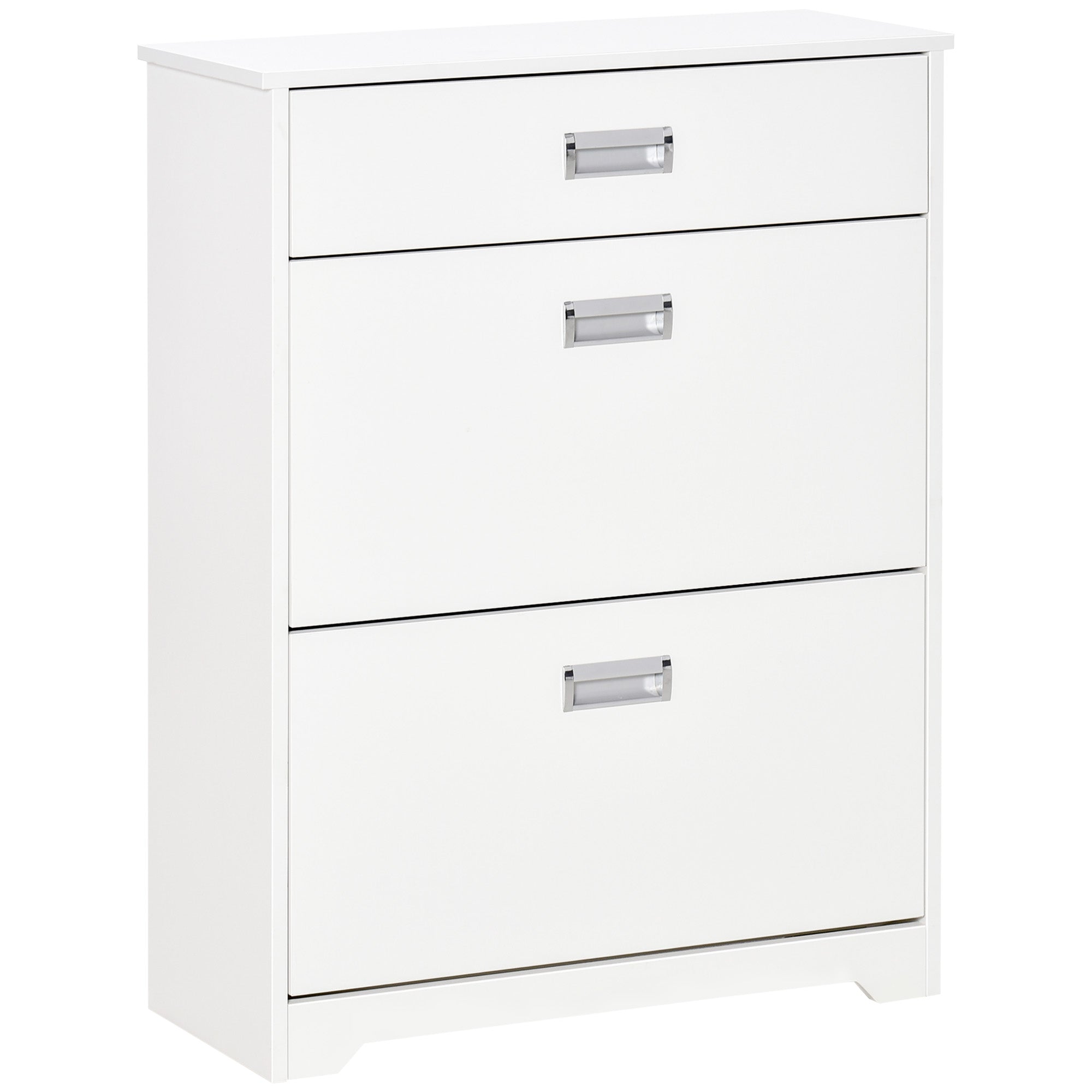 Shoe Cabinet with 2 Foldable Drawers Adjustable Shelf + 1 Drawer + 1 Counter for up to 16 Pairs 70cm x 29cm x 92cm White