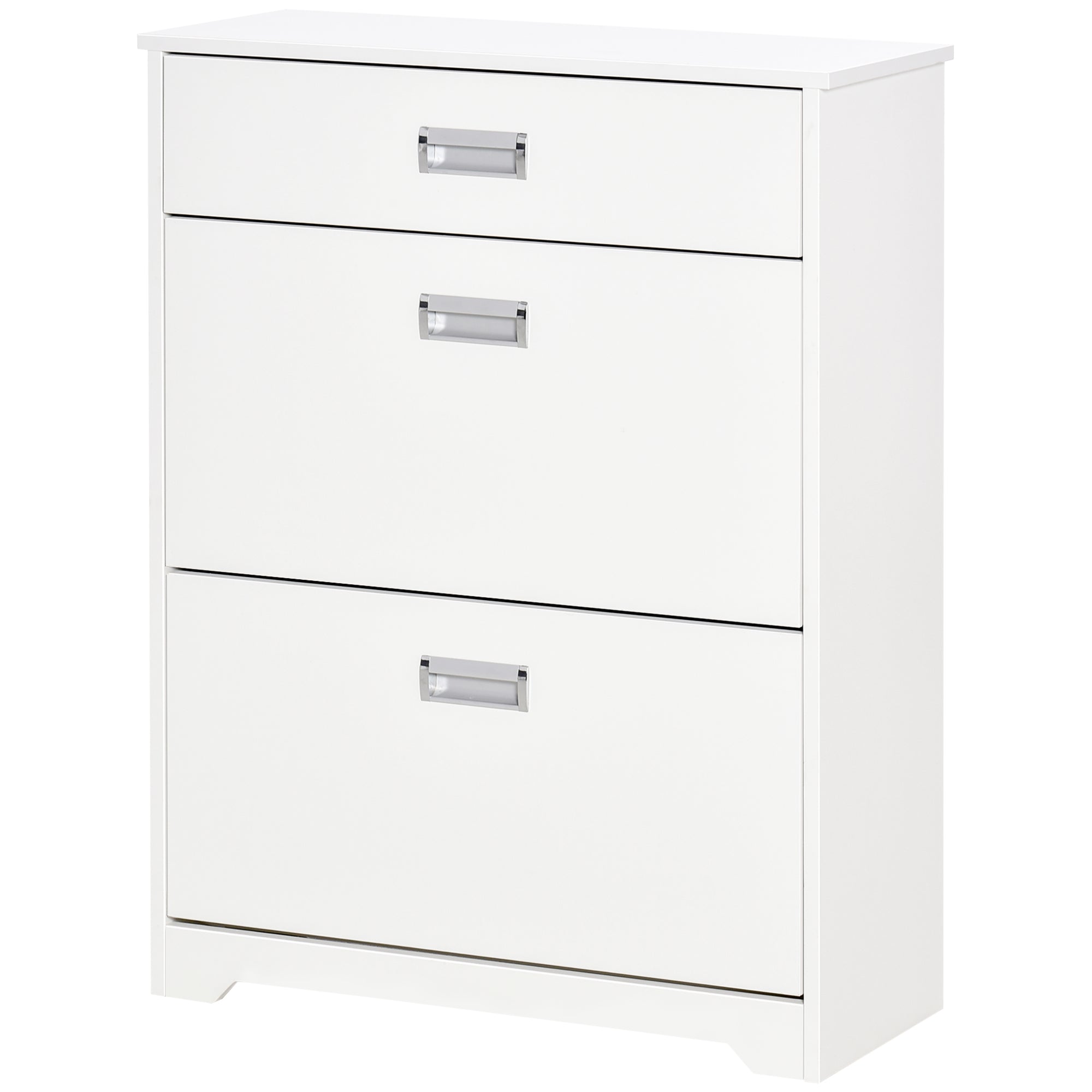 Shoe Cabinet with 2 Foldable Drawers Adjustable Shelf + 1 Drawer + 1 Counter for up to 16 Pairs 70cm x 29cm x 92cm White