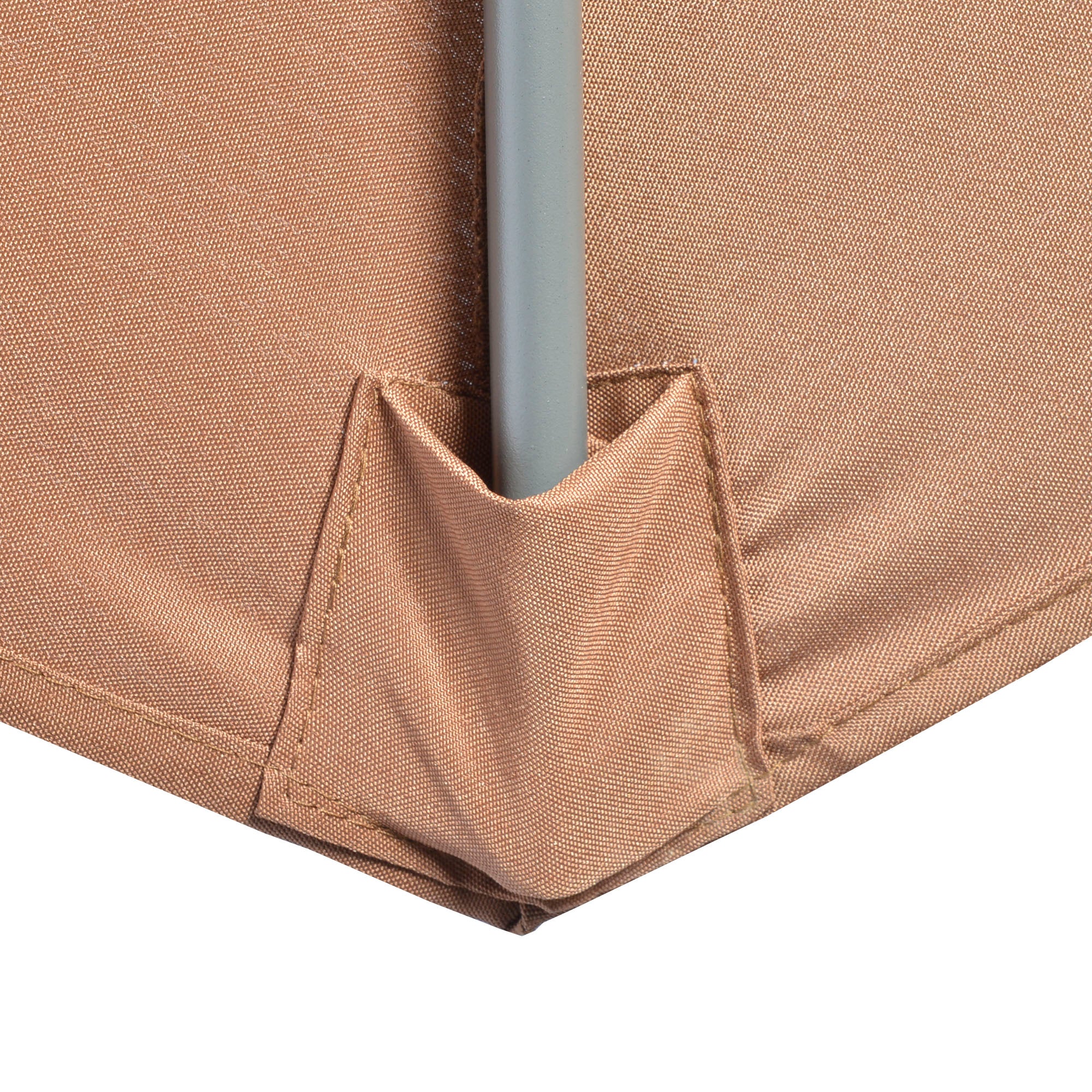 Off-Center Umbrella Ø3x2.5 m with Cross Base, Weights, and Crank, Metal and Polyester Patio Umbrella 180 g/m² with 6 Ribs, UV Protection, Coffee Color