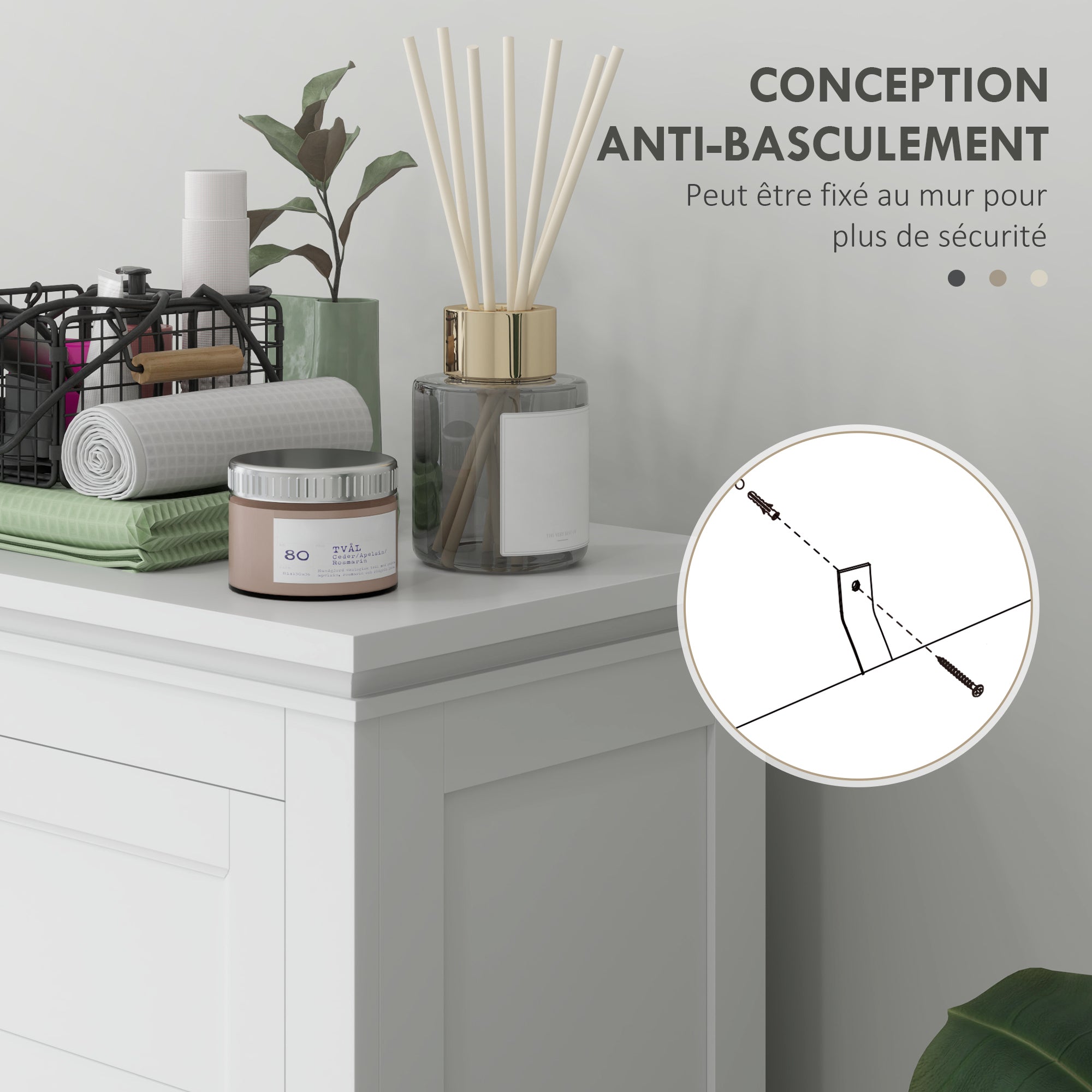 Bathroom Storage Cabinet Bathroom Storage Cabinet with Drawer and Cupboard, Adjustable Shelves, for Bathroom, Living Room, Kitchen - 60 x 30 x 102.5 cm, White