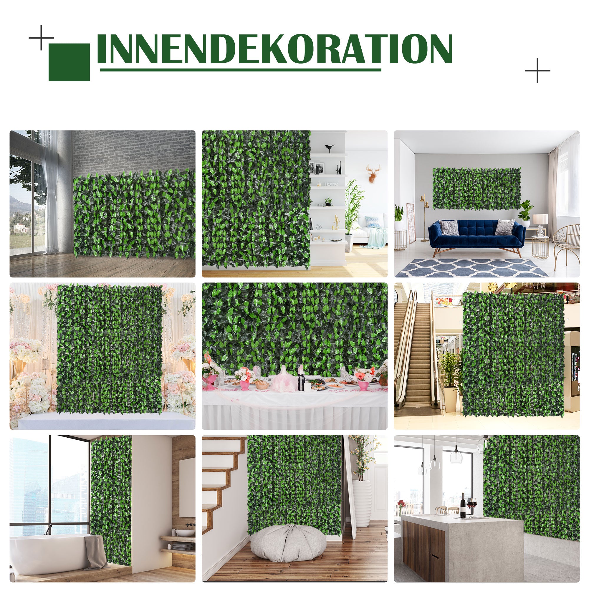 Artificial Hedge Privacy Screen, UV Protected Privacy Screen, Green Balcony Privacy Screen, Fence Privacy Screen with Leaves, Hedge Fence, Wall Artificial 300 x 100 cm for Garden Wedding