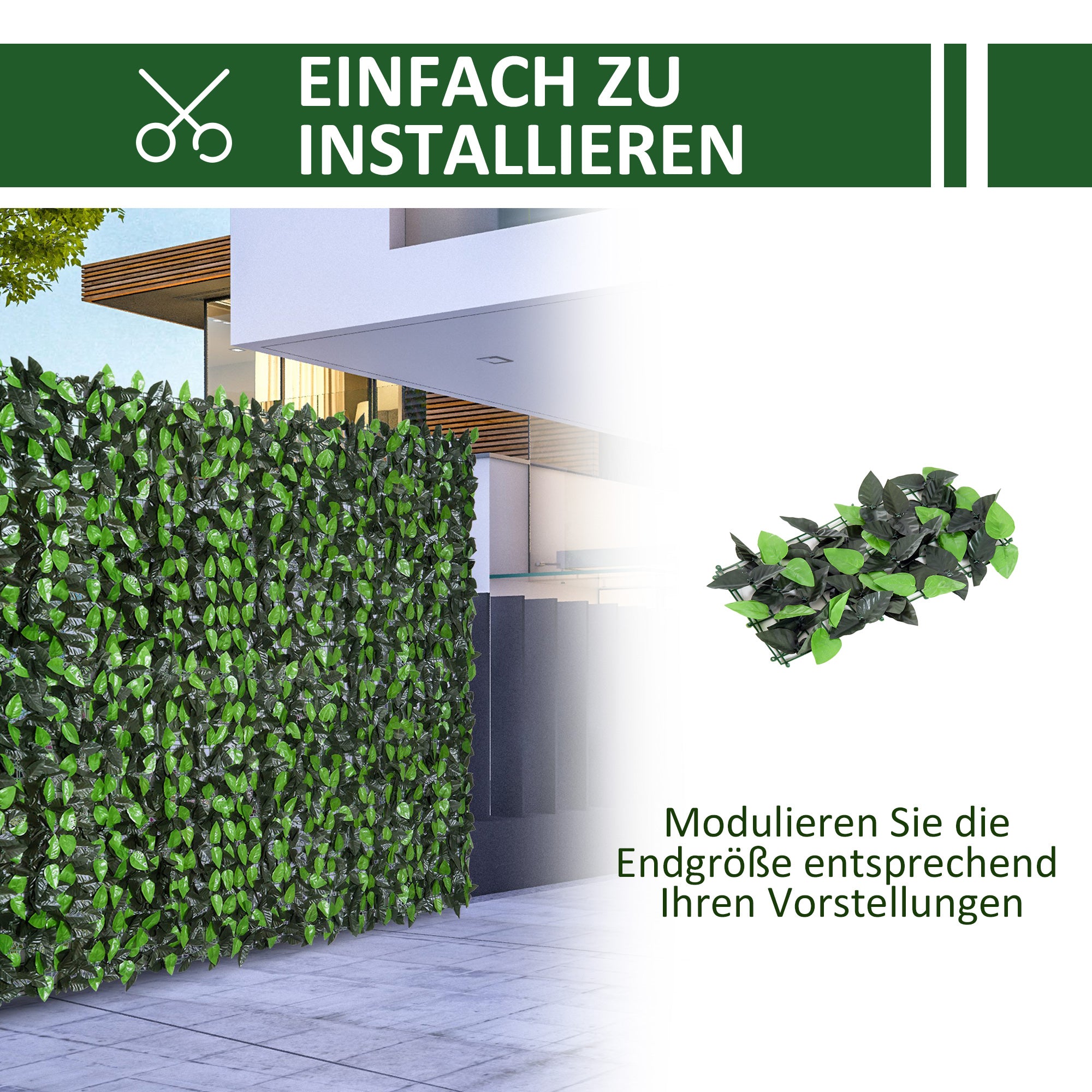 Artificial Hedge Privacy Screen, UV Protected Privacy Screen, Green Balcony Privacy Screen, Fence Privacy Screen with Leaves, Hedge Fence, Wall Artificial 300 x 100 cm for Garden Wedding