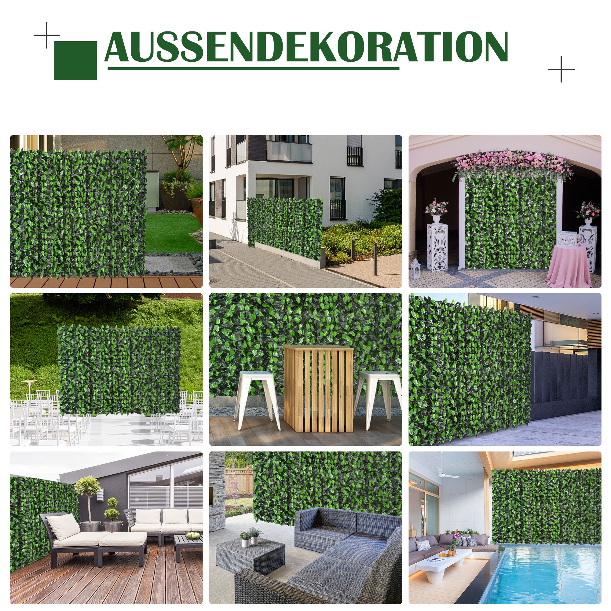 Artificial Hedge Privacy Screen, UV Protected Privacy Screen, Green Balcony Privacy Screen, Fence Privacy Screen with Leaves, Hedge Fence, Wall Artificial 300 x 100 cm for Garden Wedding