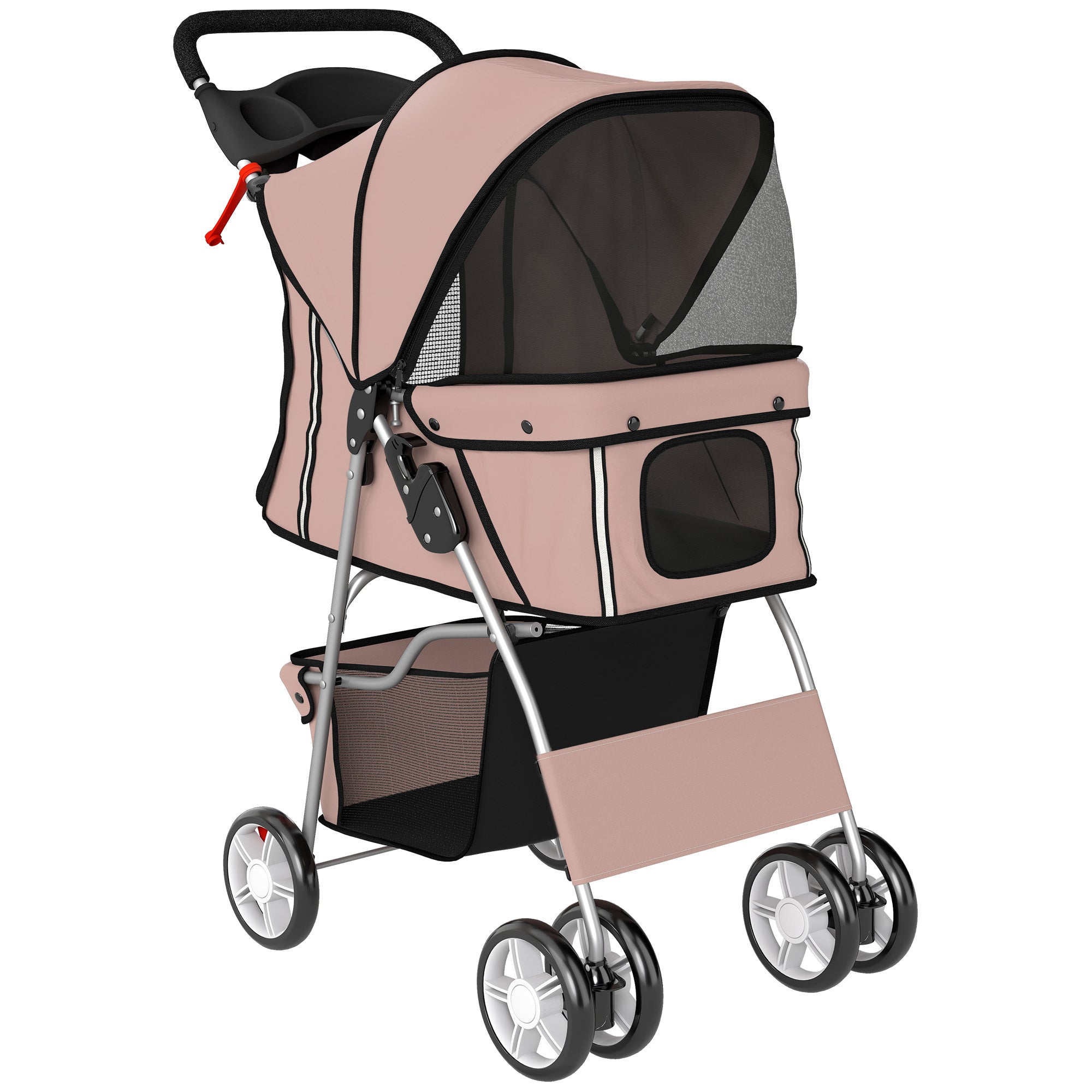 Foldable Pet Stroller — Steel Frame, 600D Oxford Fabric, Cup Holder & Storage, Coffee (29.5 x 17.7 x 38.2 in)