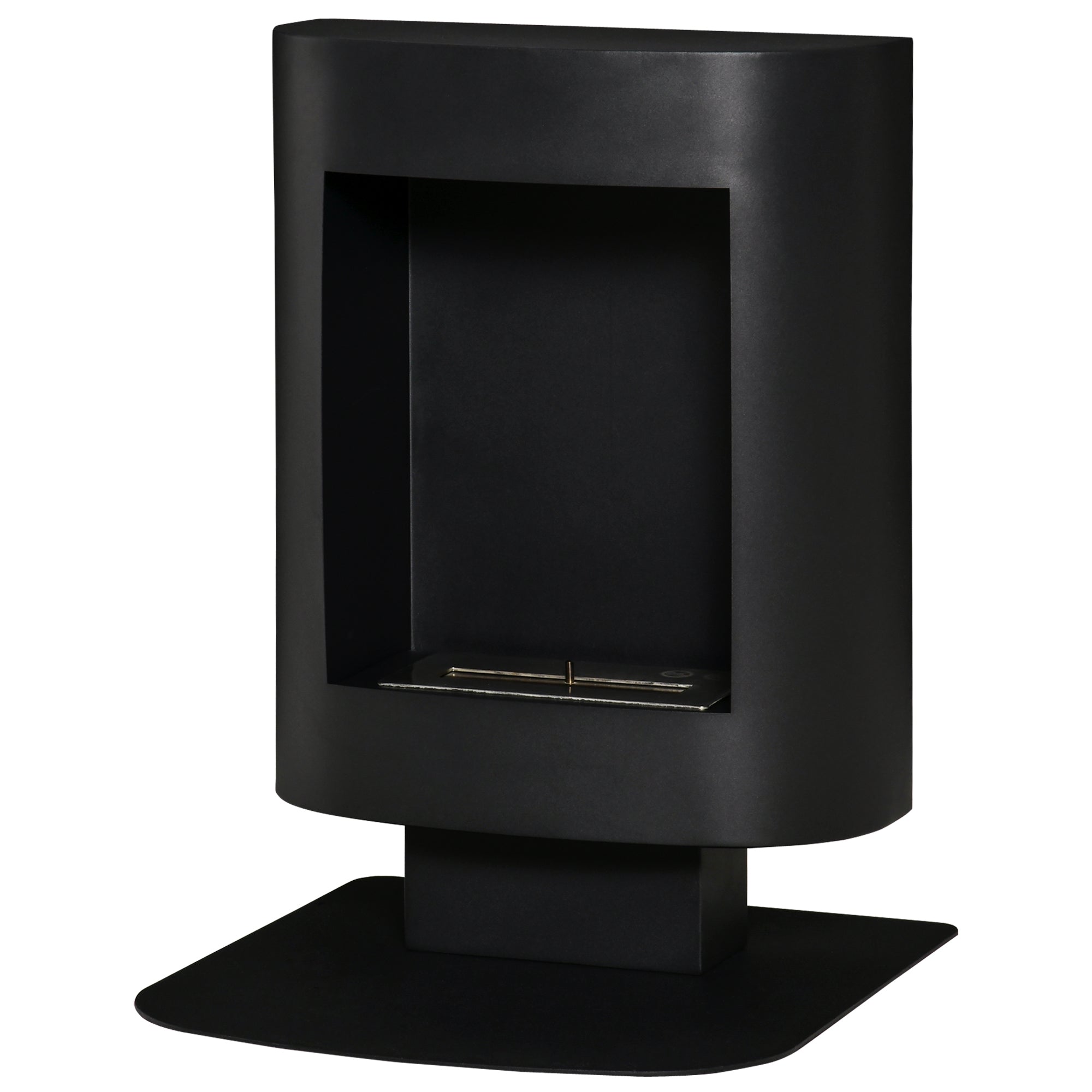 1.5L Ethanol Fireplace with 3 Hours Duration, Fireplace with Cover up to 20 sqm Heat Output 2000W, 46.5x53x65cm, Black