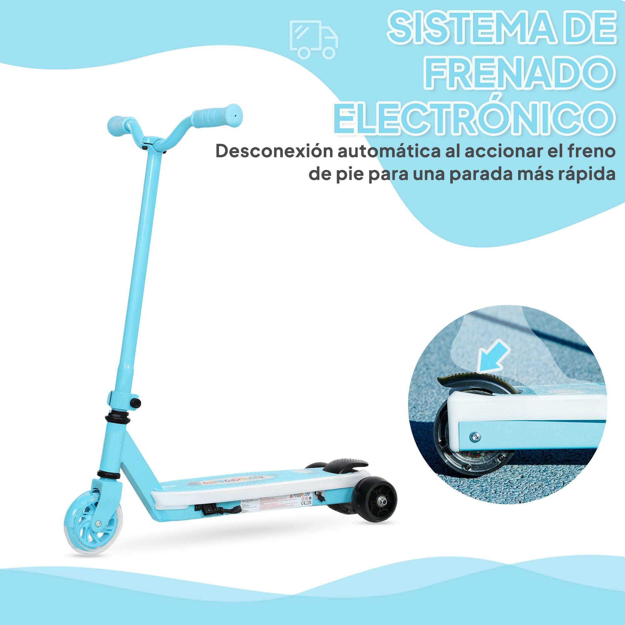 Electric Scooter for Kids 4-7 Years Old Electric Scooter Max. 6 km/h 80 W Motor Maximum Autonomy 8 km Children's Electric Scooter with LED Lights Rear Brake Blue