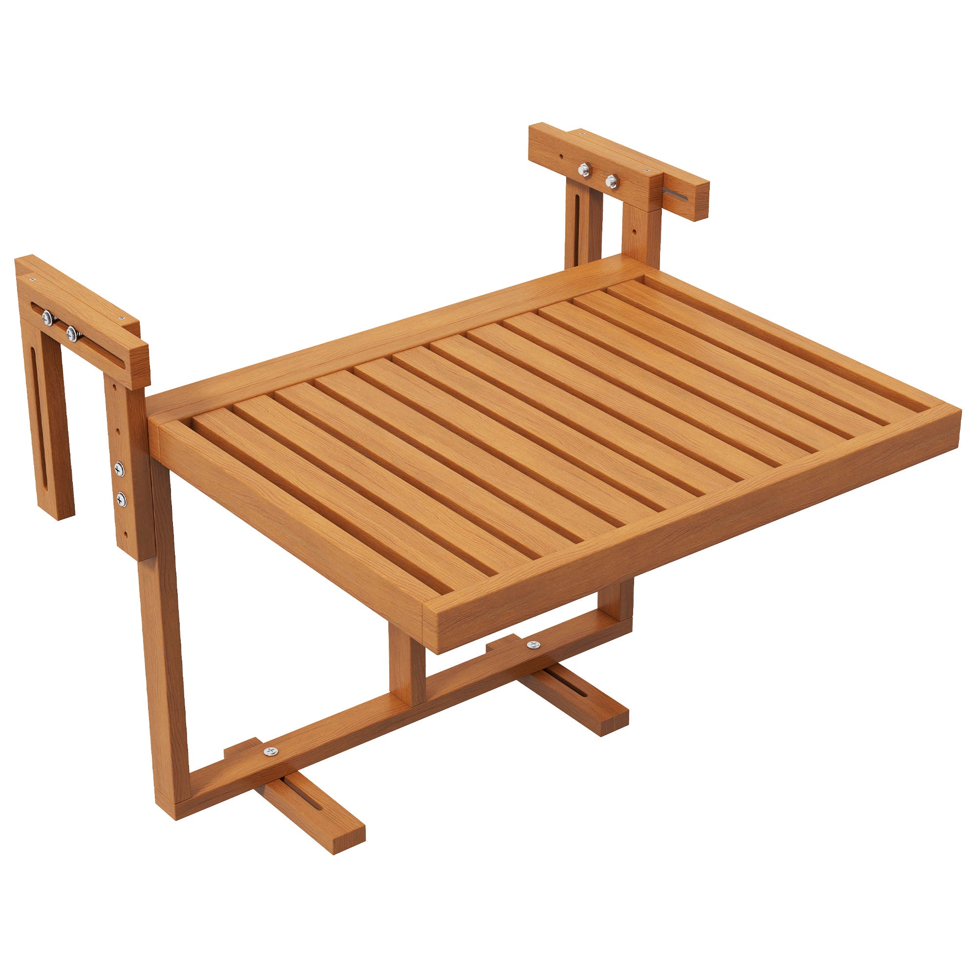 Hanging Balcony Table, Foldable Balcony Hanging Table, Adjustable Height Hanging Table, Holds up to 20 kg, for Terrace, Garden, Pine, 68 x 65 cm, Teak
