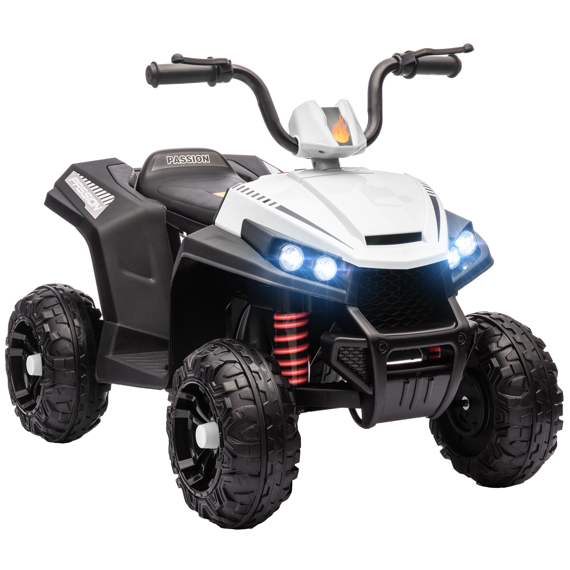 Electric Quad for Kids 12V Children’s Quad with 4-Wheel Suspension, MP3 Music Player, Kids Vehicle with Headlight, Forward and Reverse Gear, for 3-5 Years Kids, 5 km/h, Metal, White