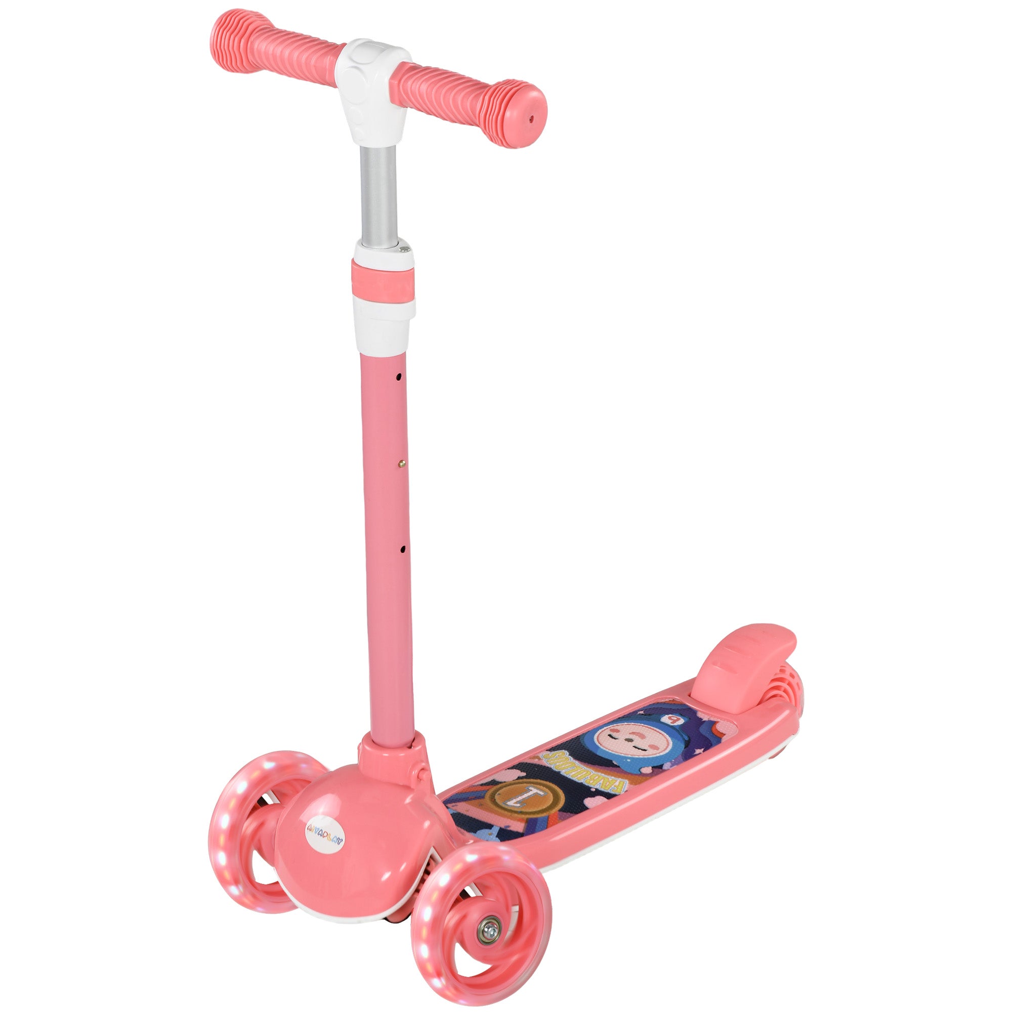 Children's Scooter for 2-6 Years Kids Kids Scooter with 3 Wheels LED Lights Adjustable Height Load 25 kg 52x29x63-76 cm Pink