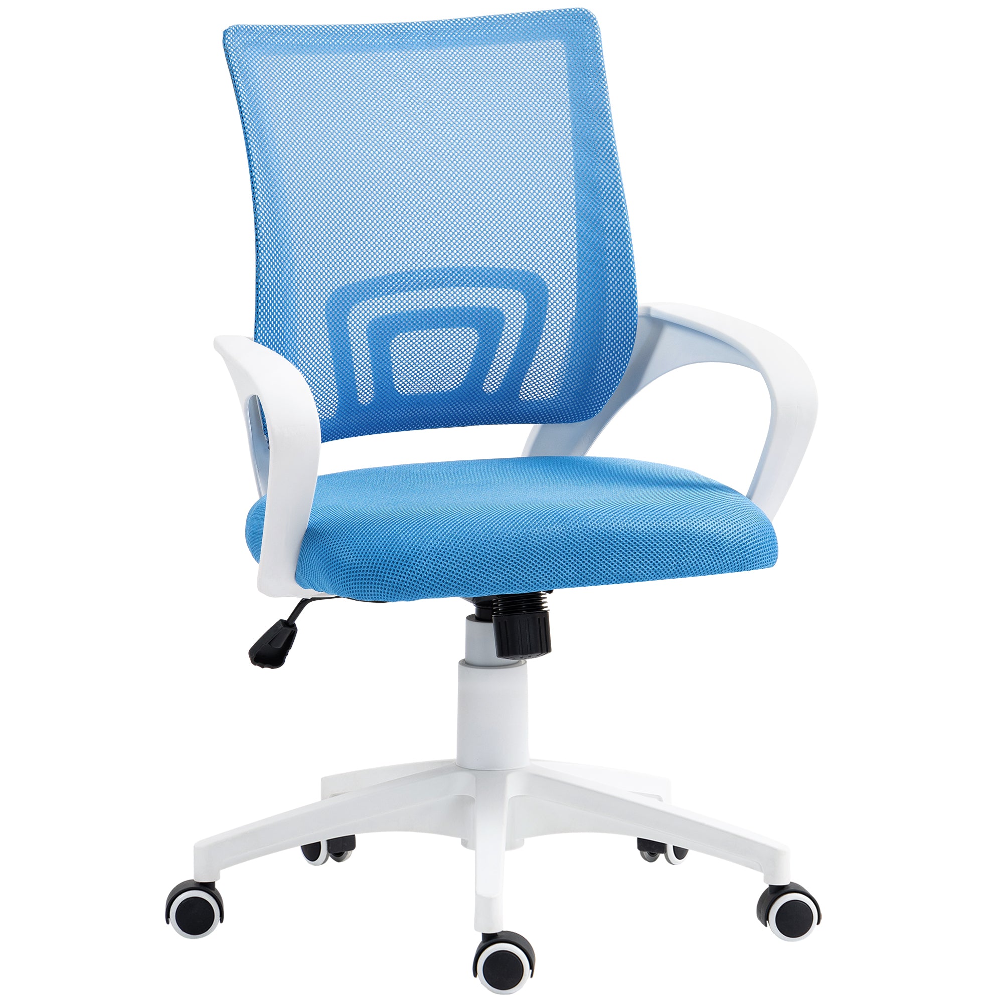 Mesh Office Chair Swivel Desk Chair with Adjustable Height Rocking Function Lumbar Support and Armrests Study Chair Load 120 kg Light Blue