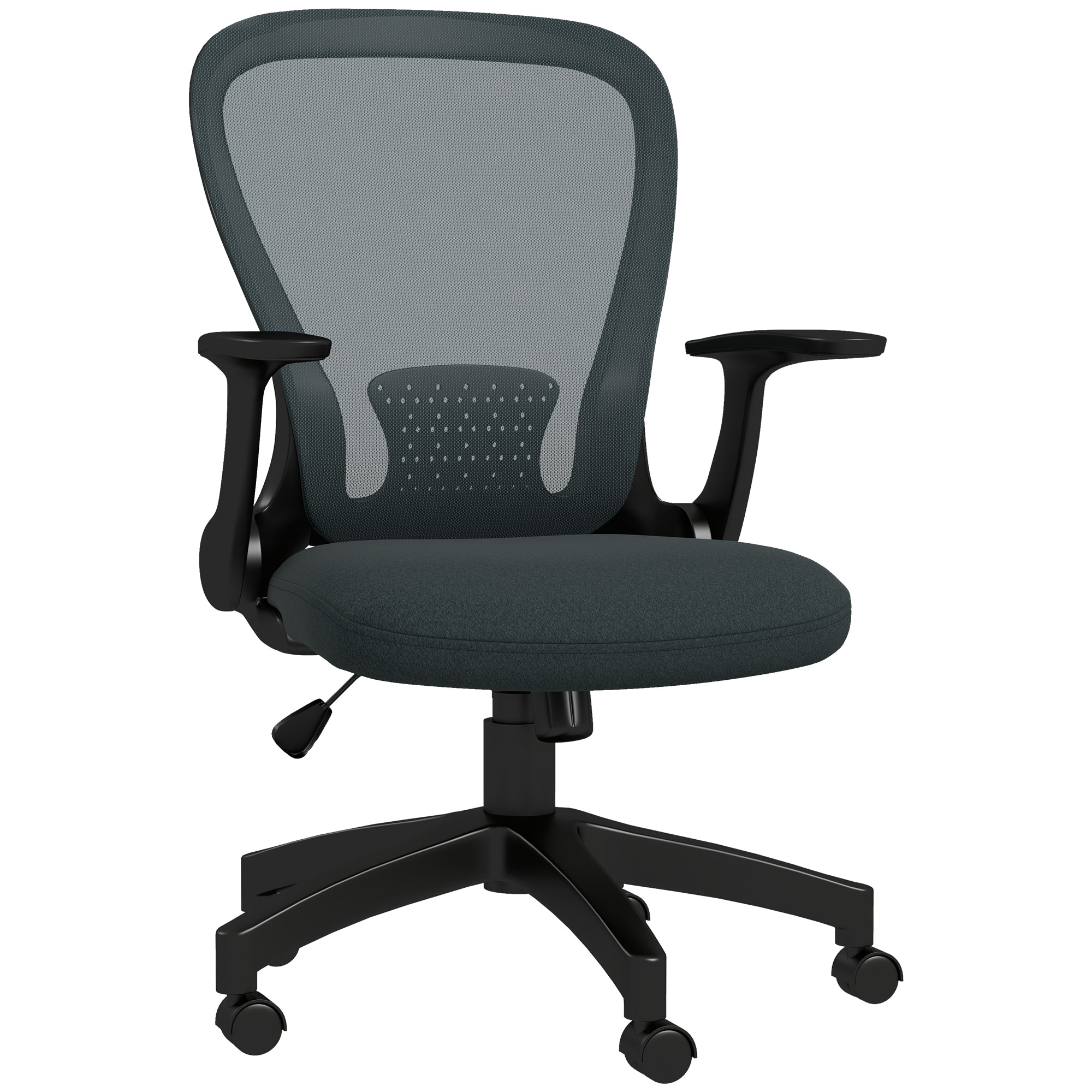 Ergonomic Office Chair, Desk Chair, Flip-up Armrests, Mesh Back, Tilt Function, 120 kg Capacity, Adjustable Height, Computer Chair, 360° Swivel, Gray