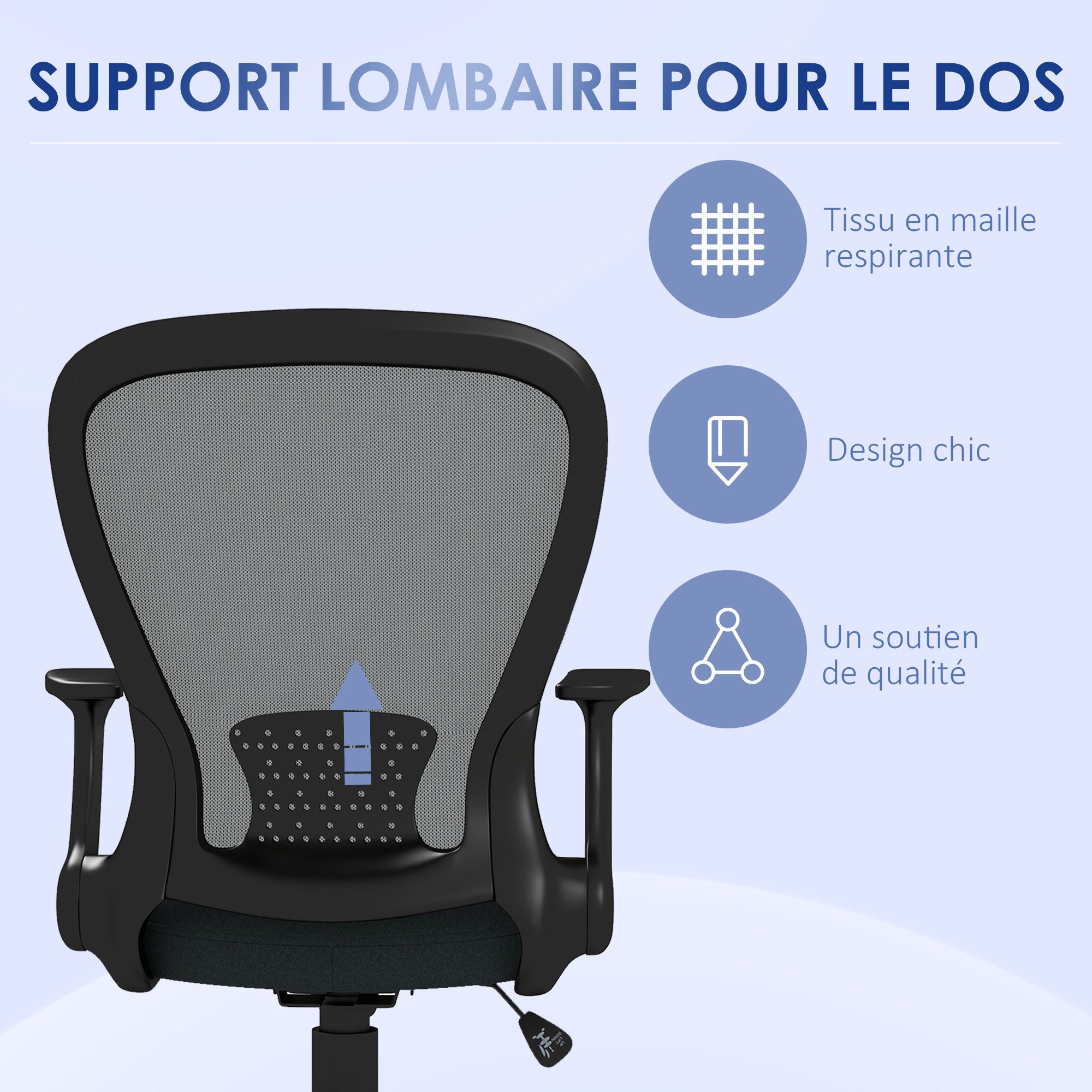 Ergonomic Office Chair, Desk Chair, Flip-up Armrests, Mesh Back, Tilt Function, 120 kg Capacity, Adjustable Height, Computer Chair, 360° Swivel, Gray