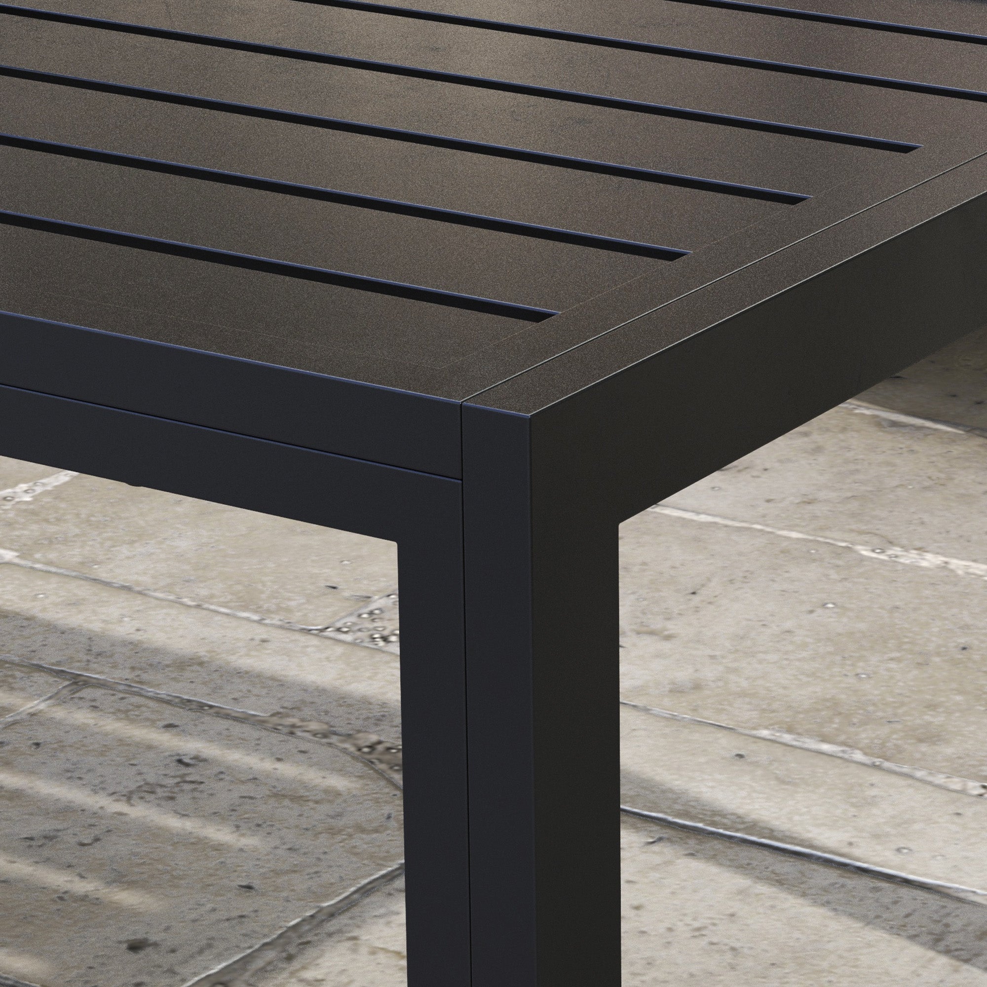 Side Table Balcony Table made of Steel Rectangular Coffee Table weatherproof Garden Table easy-care Sofa Table Outdoor Table for Balcony Garden Terrace Porch Living Room, 101.5x61x46 cm Black