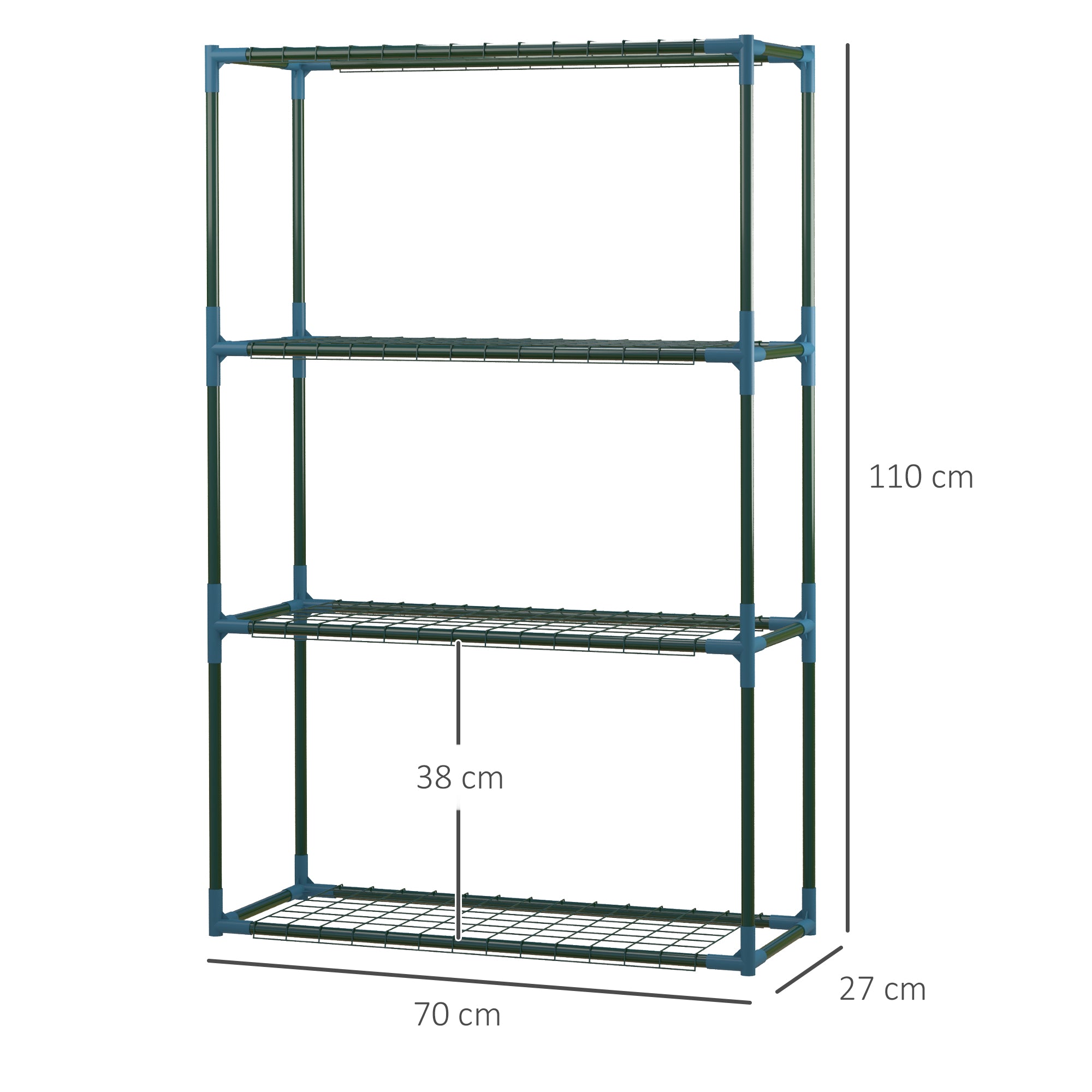 Plant Rack 2-Pack, Plant Stand with 4 Tiers, Flower Stand, Flower Shelf for Balcony, Garden, Greenhouse, Steel, Green, 70 x 27 x 110 cm