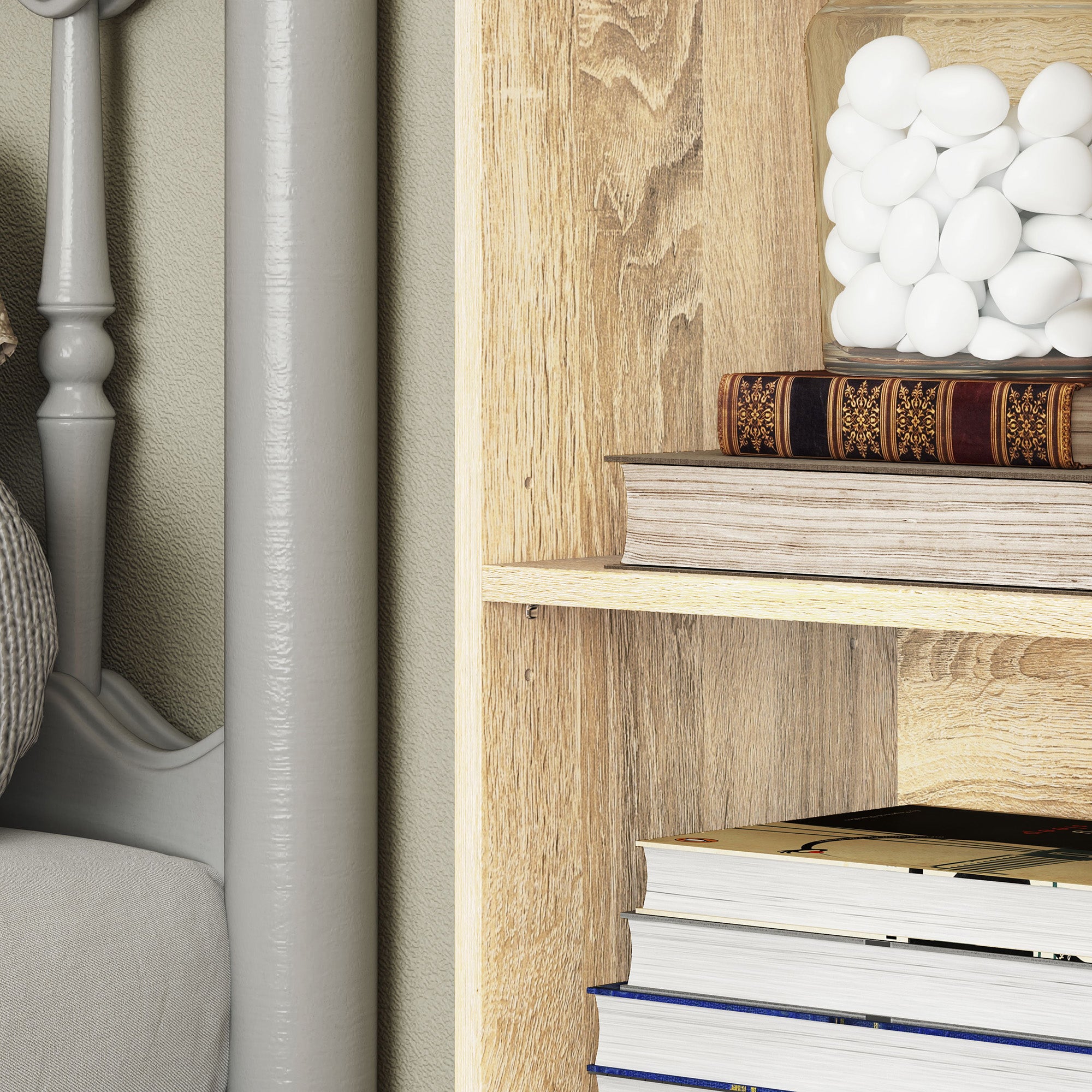 Bookshelf, 5-Tier Storage Shelf, Storage Unit with Adjustable Shelves for Living Room, Bedroom, Office, 30 x 24 x 133.5 cm, Natural Wood