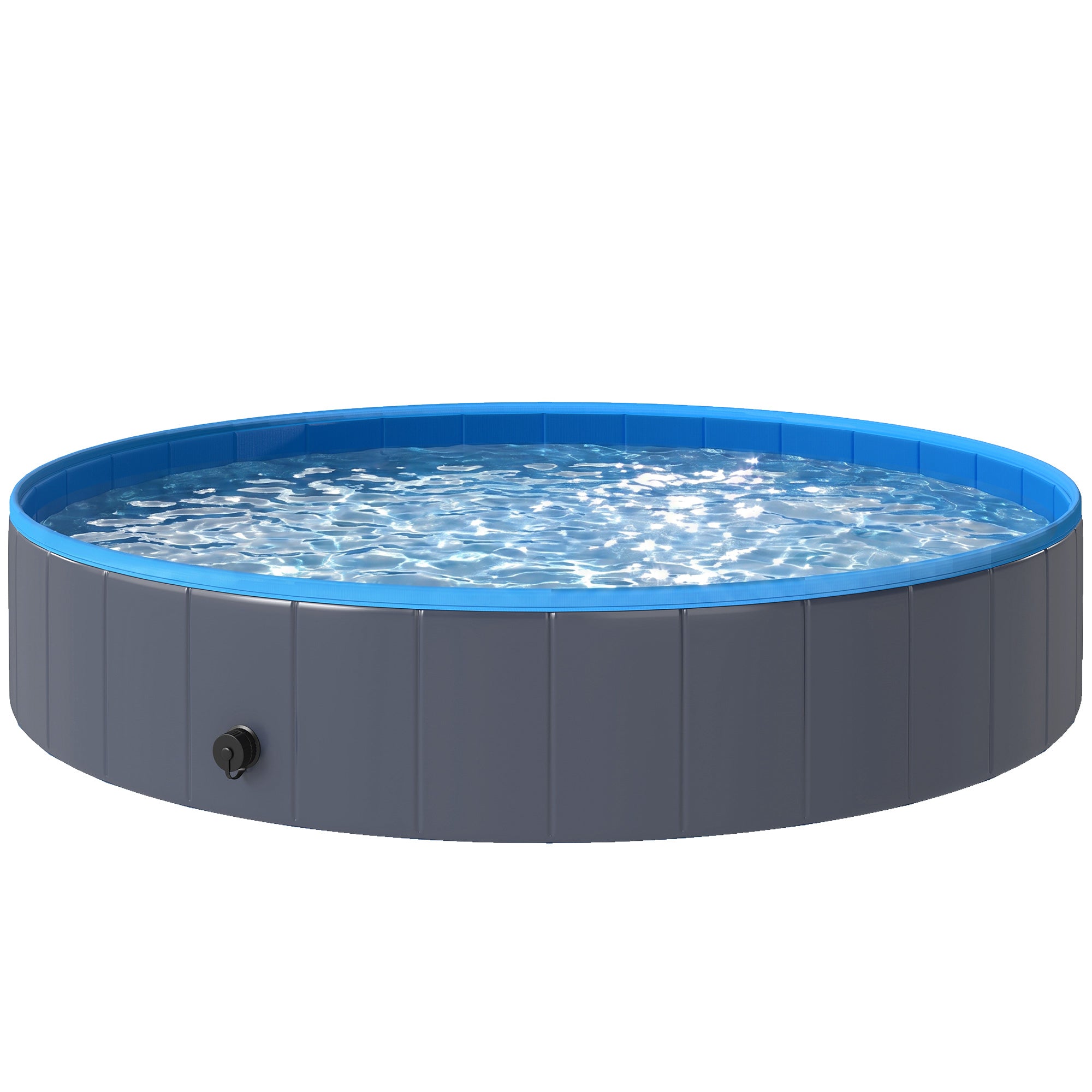 Foldable Dog Pool for Large & Extra-Large Dogs — 63 x 11.8 in (160 x 30 cm), Non-Inflatable, Anti-Slip, Dark Gray