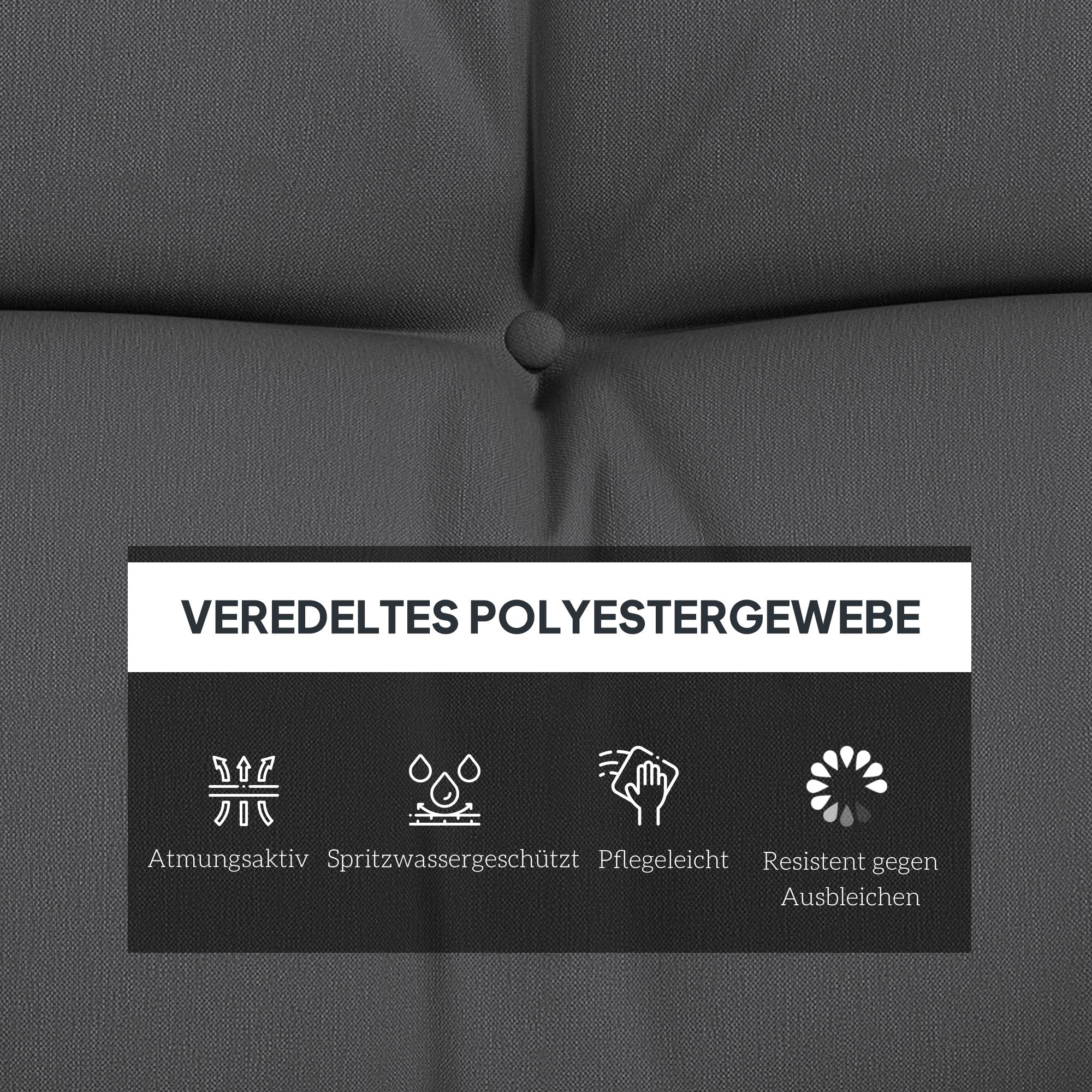 4-Piece Seat Cushion Set, 150x50 cm Water-Resistant Chair Cushions with Tie Strings, Knotted Design 10cm Thick Padding for Swing, Seat Pad for Home, Garden, Sofa, Dark Grey