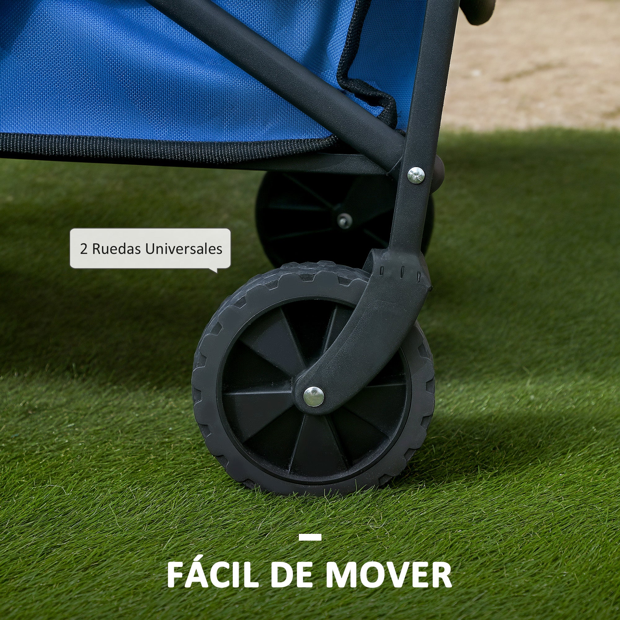 Beach Cart with Wheels Folding Garden Cart with Adjustable Telescopic Handle 2 Storage Bags Load 100 kg All Terrain Transport Cart for Garden Camping Shopping Blue